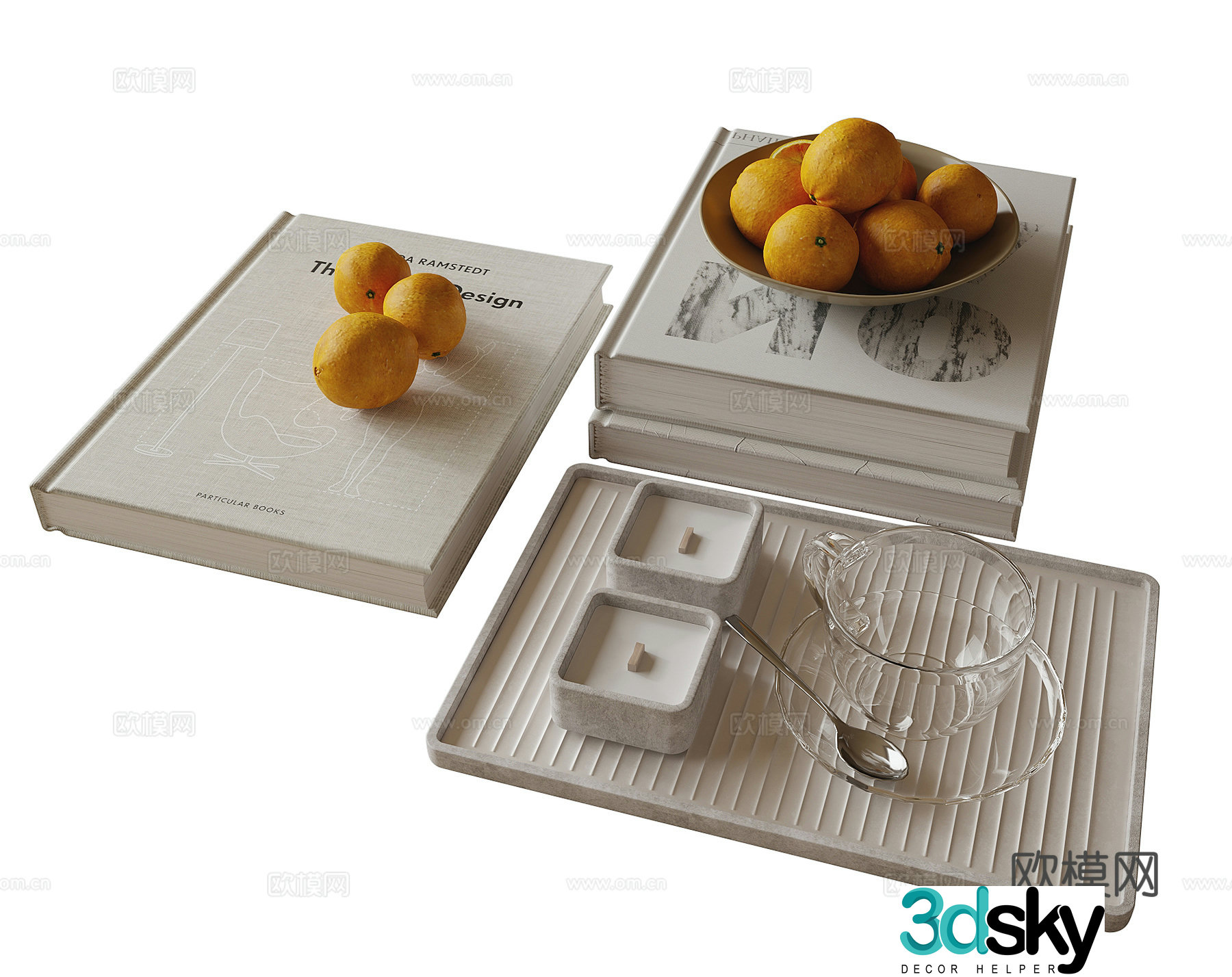 Modern jewelry ornaments combination Decorative ornaments Books and books 3d model