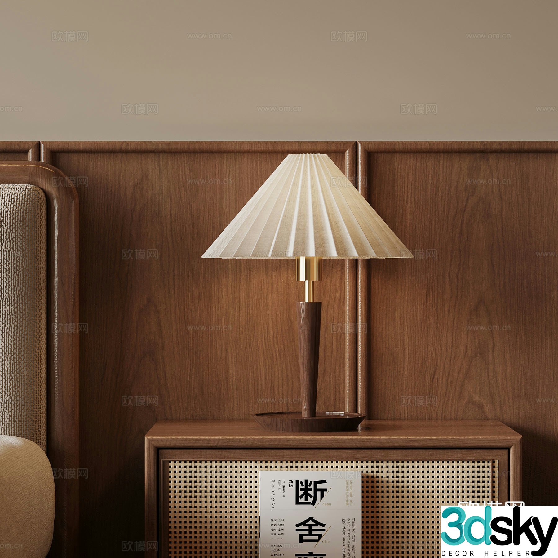 French medieval style table lamp bedside lamp 3D model