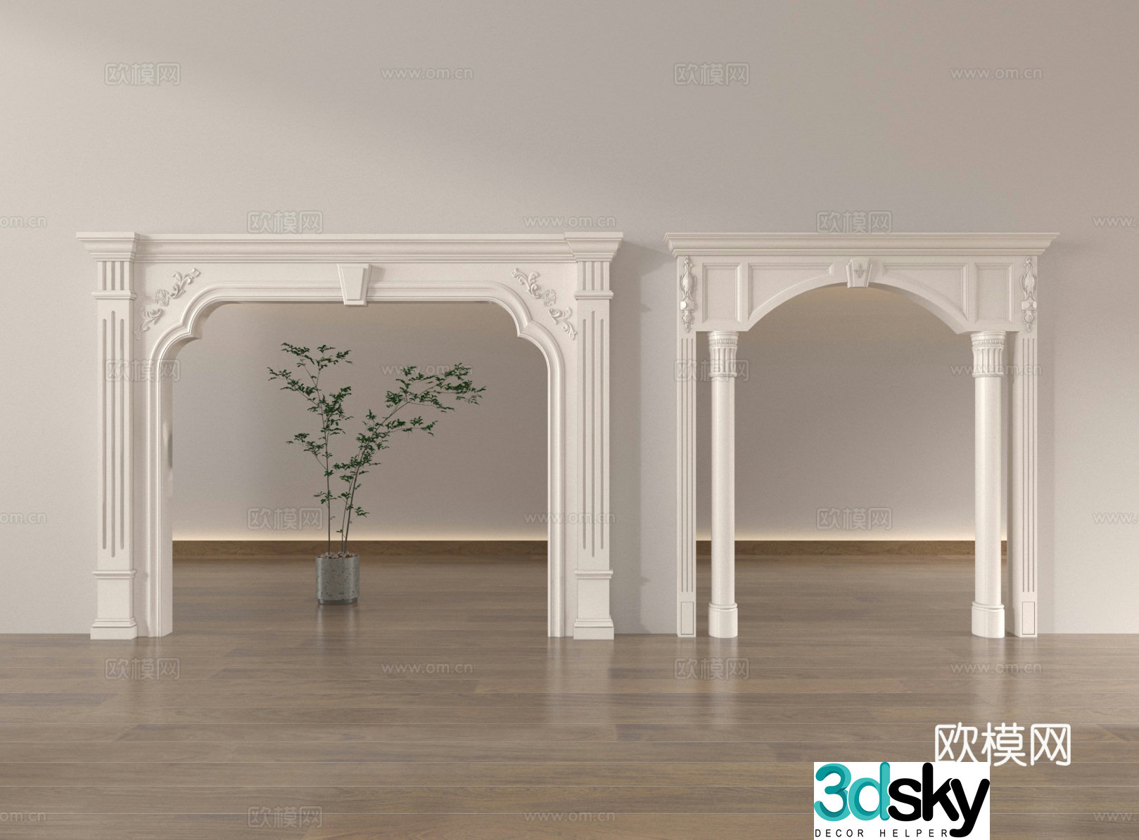European style doors and windows door frames door covers 3D model
