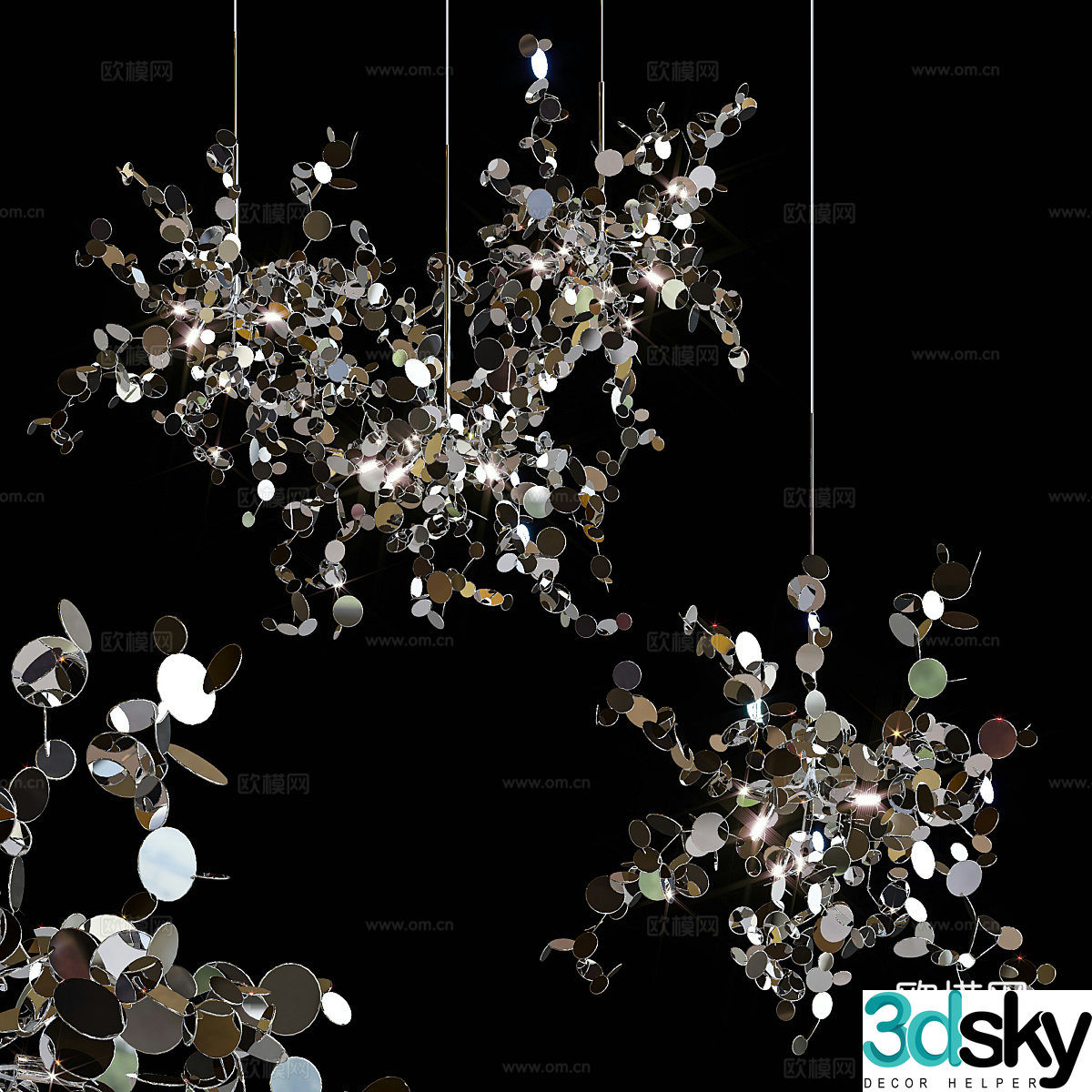 Modern wall decorative chandeliers 3d model