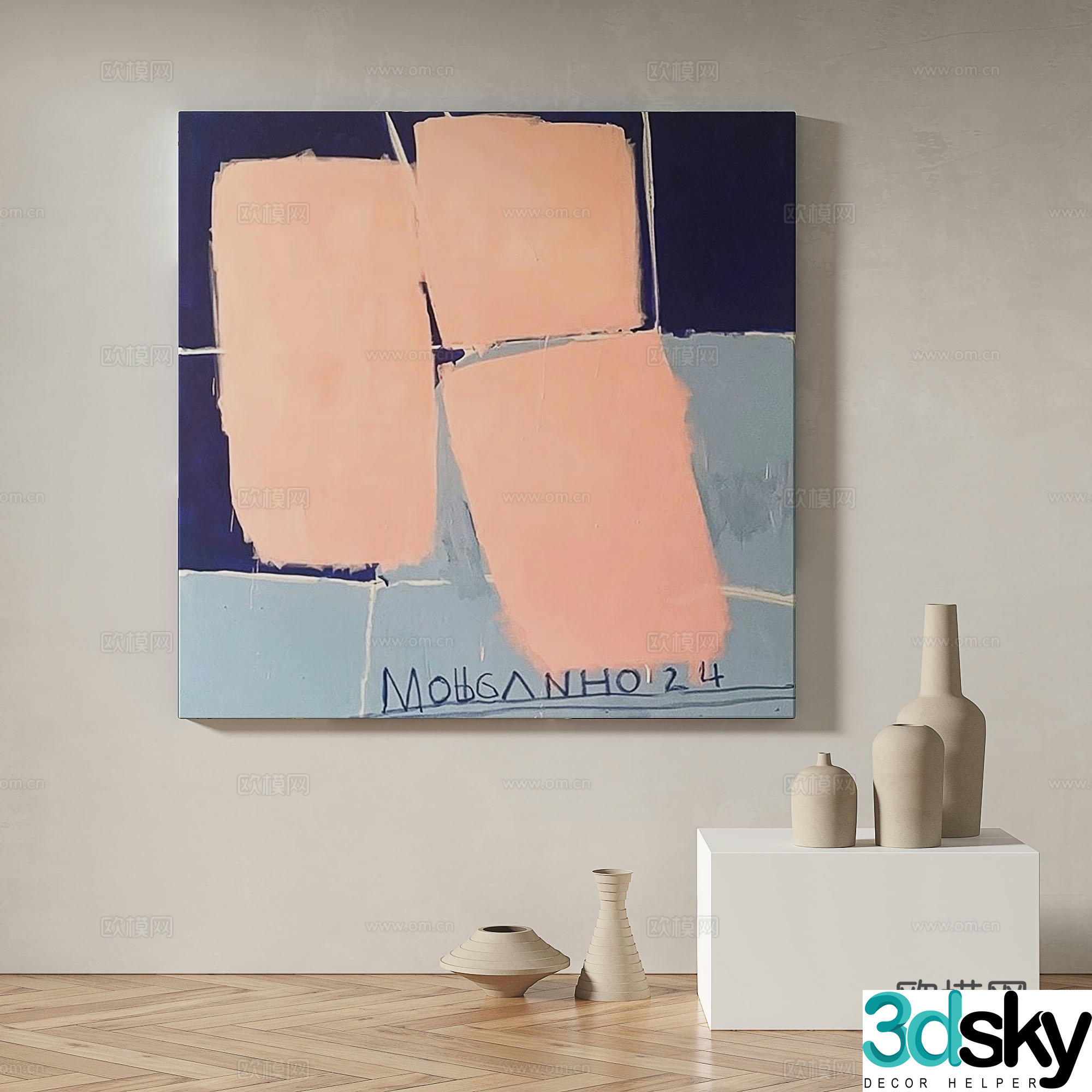 Modern minimalist abstract decorative painting 3d model