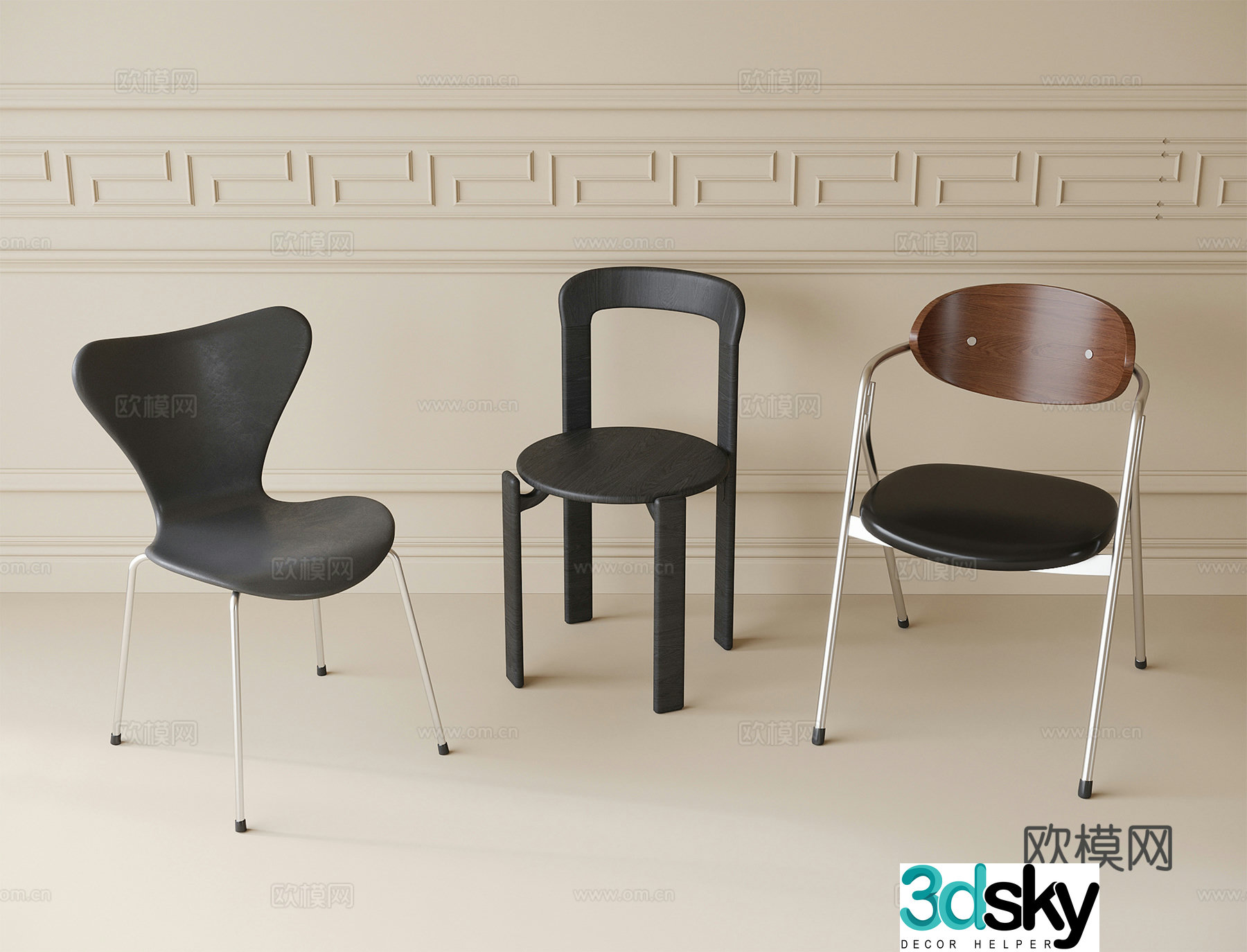 Modern single chair dining chair tea chair book chair 3d model