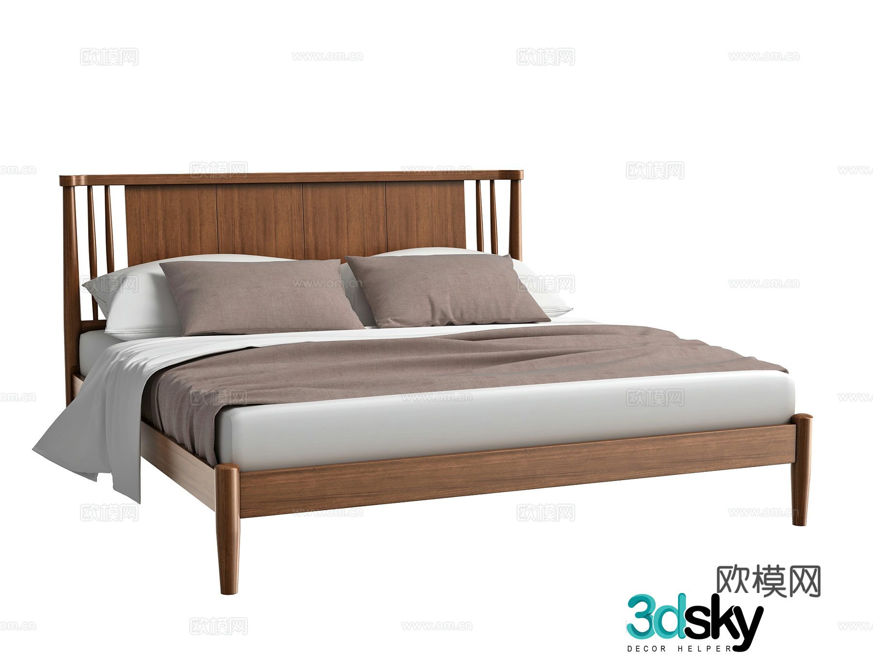 American double bed 3d model