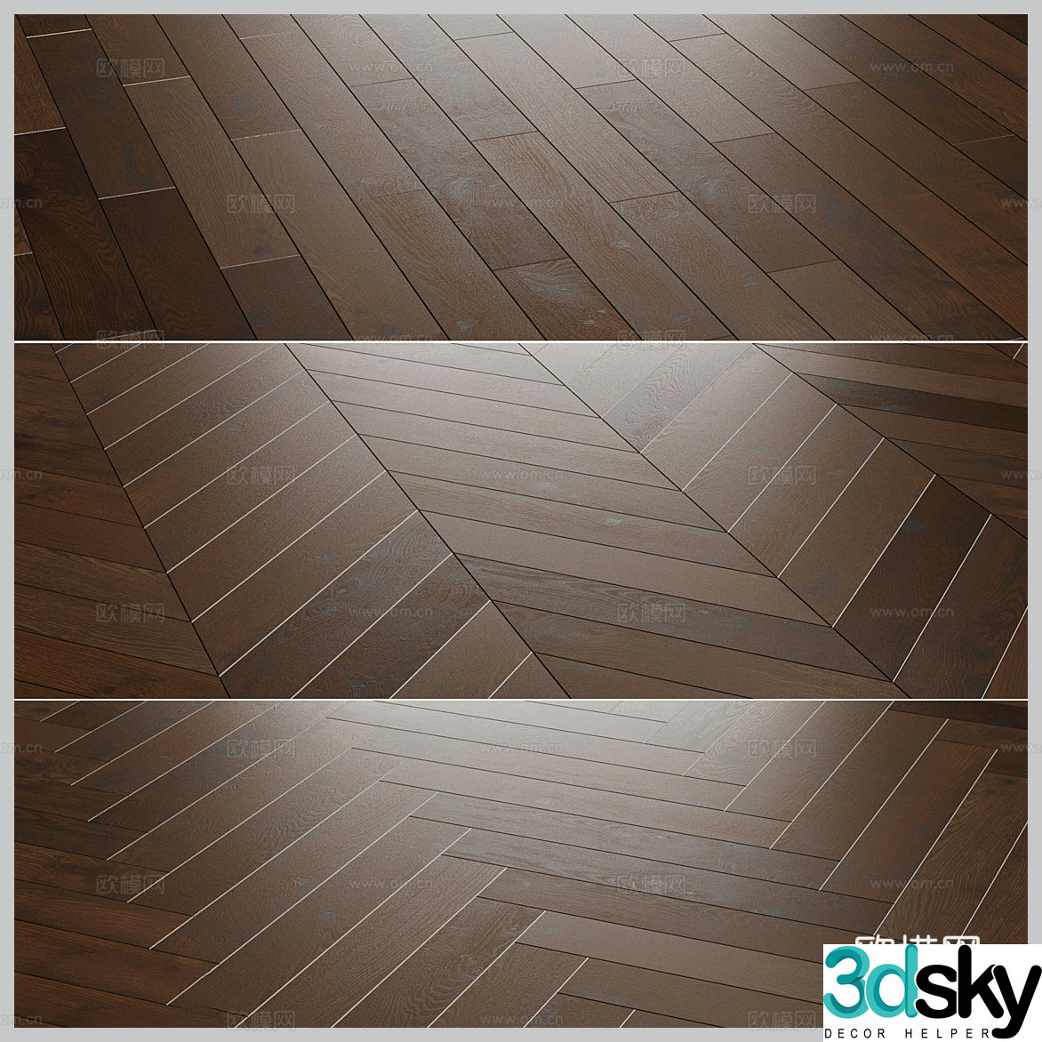 Medium-old wood floor wood grain brick matte wood floor walnut floor homestay wood floor herringbone 3d model