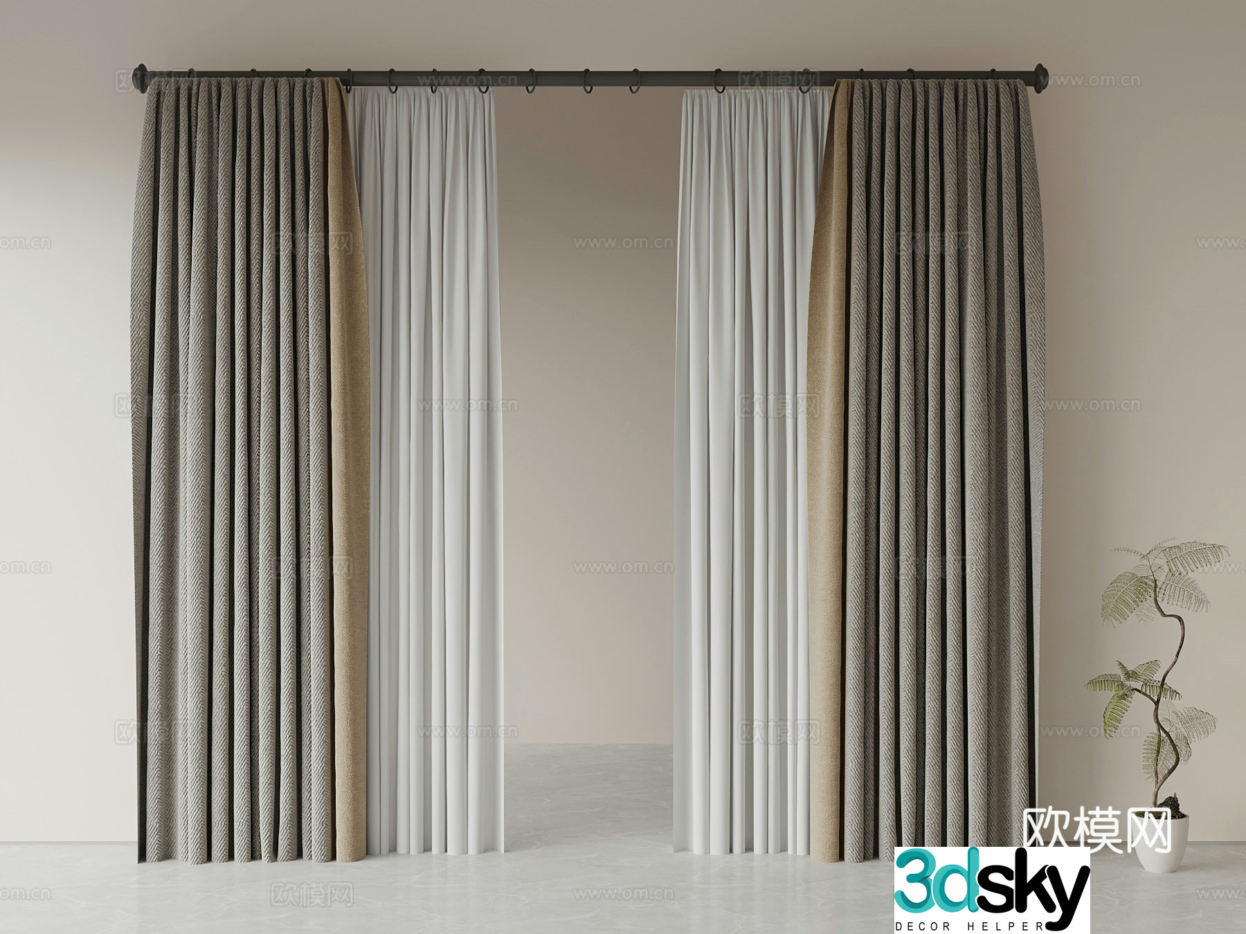Universal curtain curtain 3d model