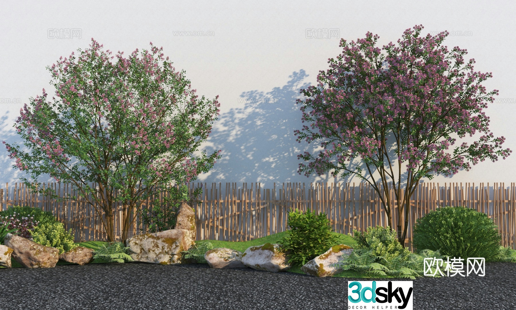 Modern tree 3D model of crape myrtle