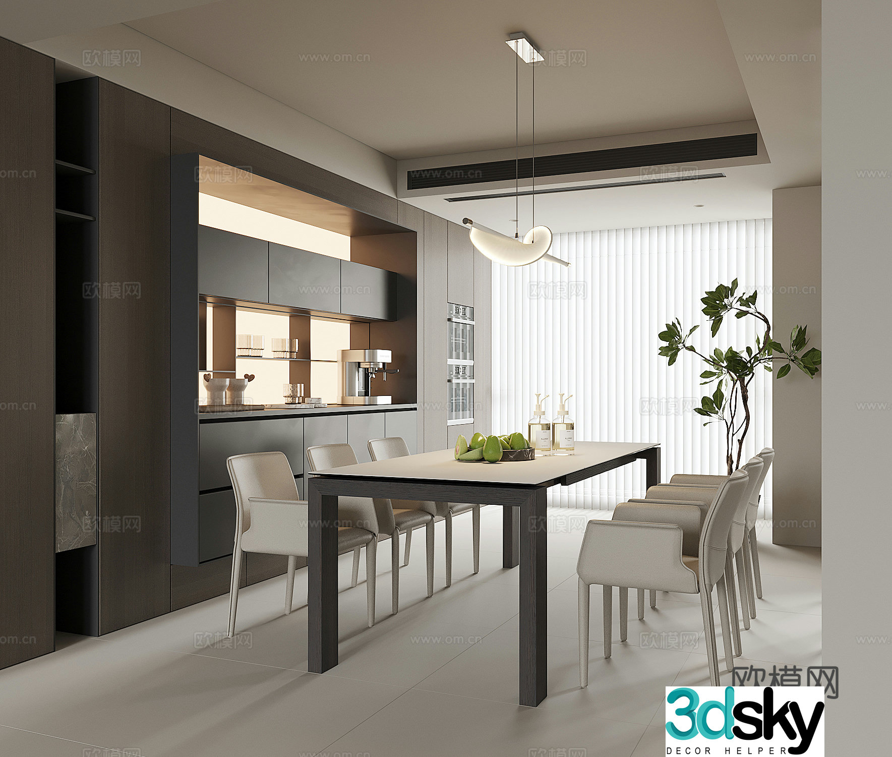 Modern home restaurant 3d model