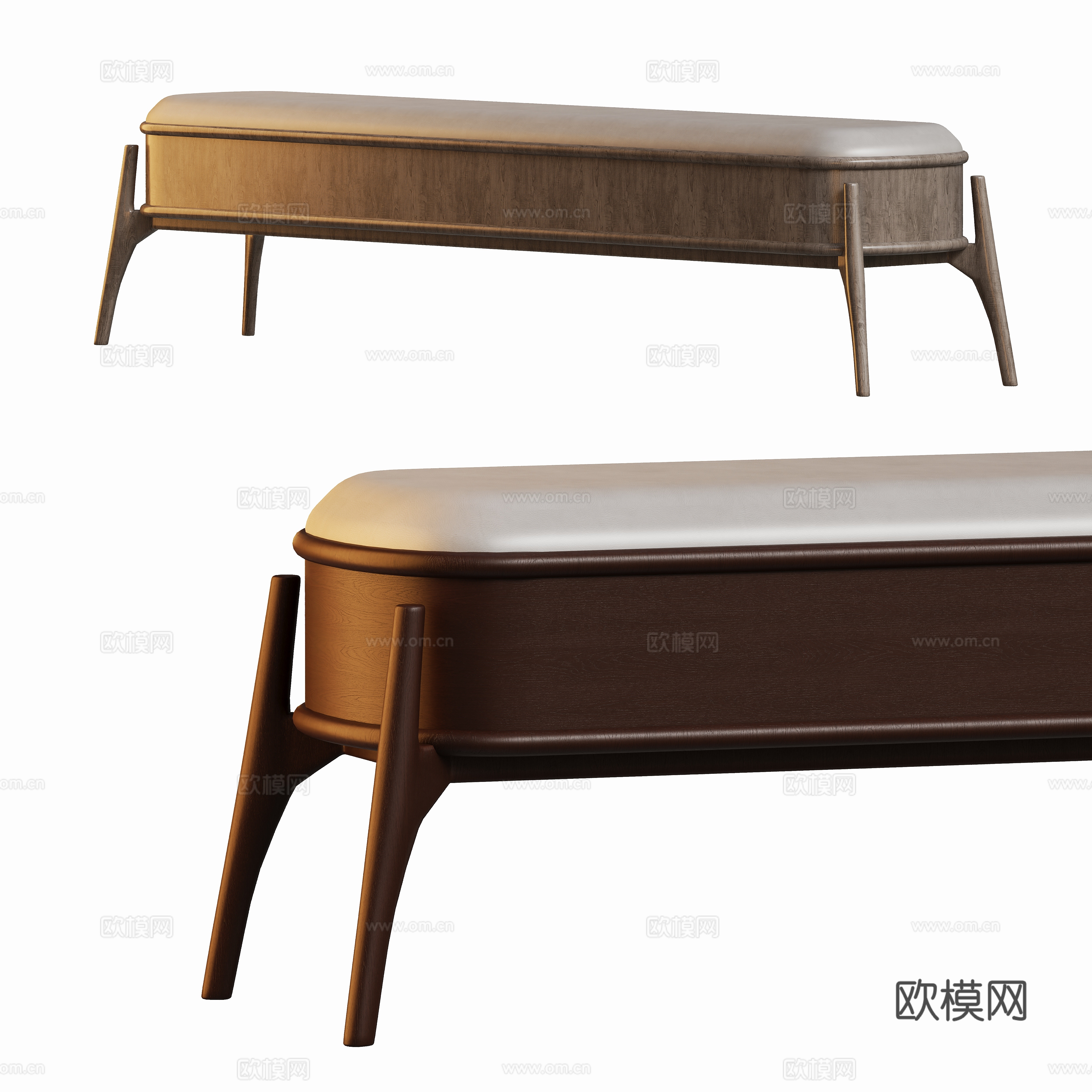 Modern long stool 3d model