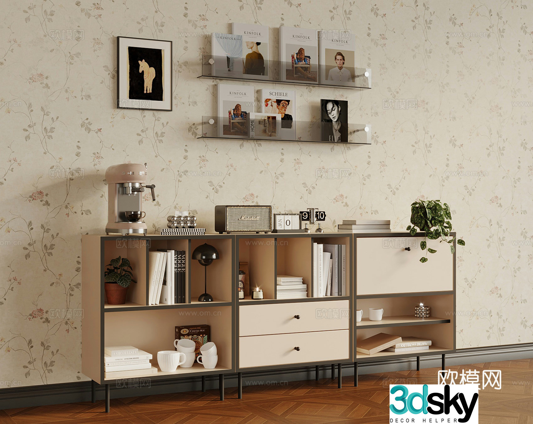 Middle-aged sideboard shelf ornament 3D model