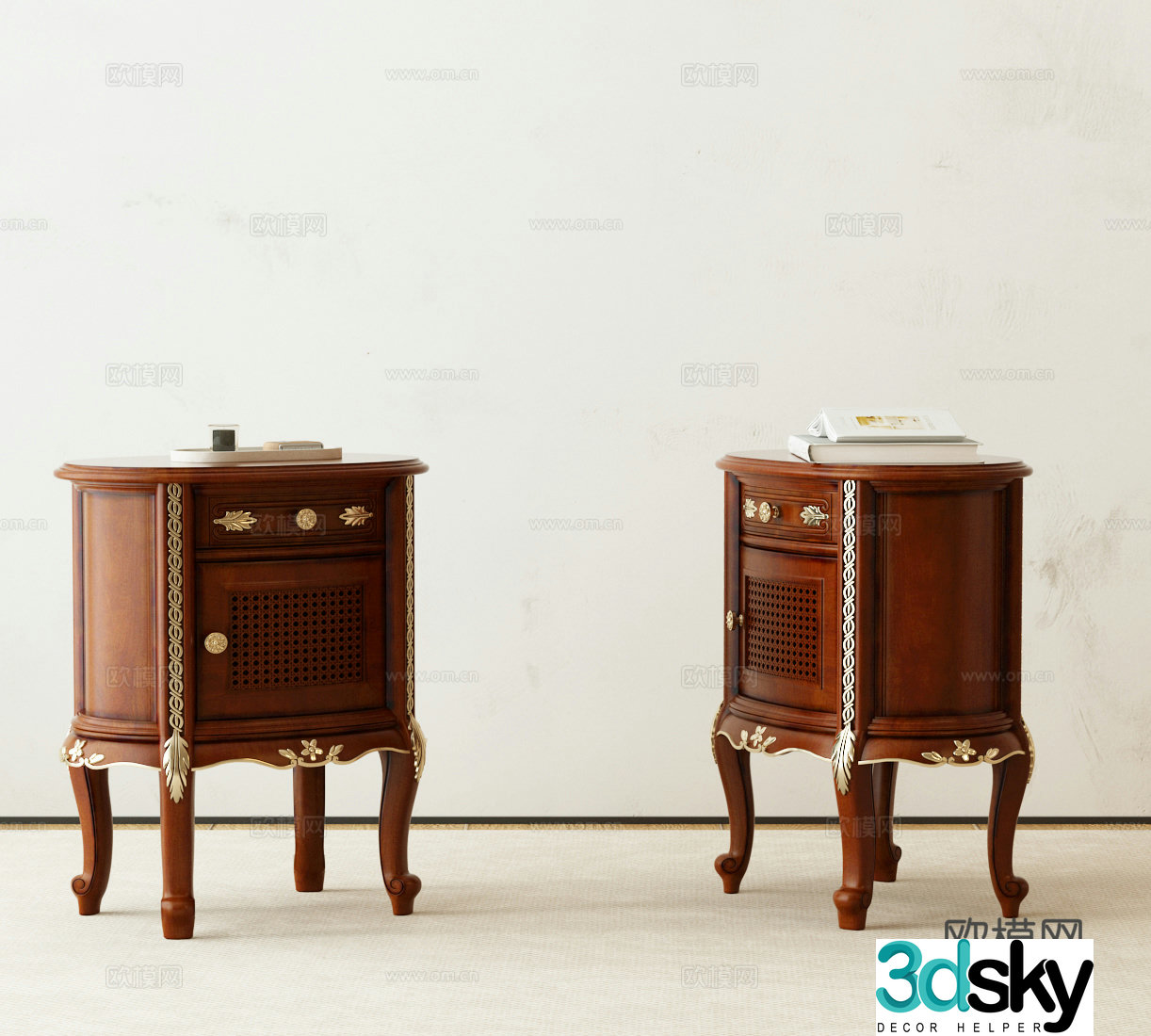 American bedside table 3D model