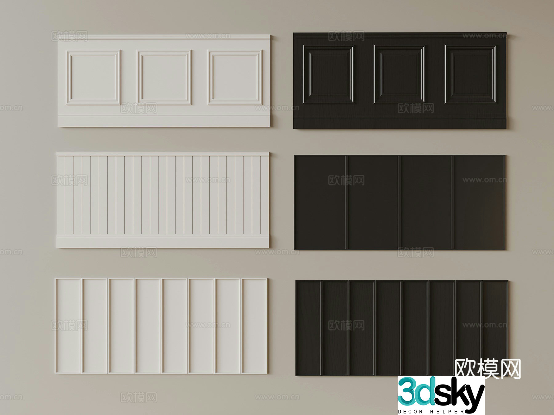 French wall skirt wall panel 3d model