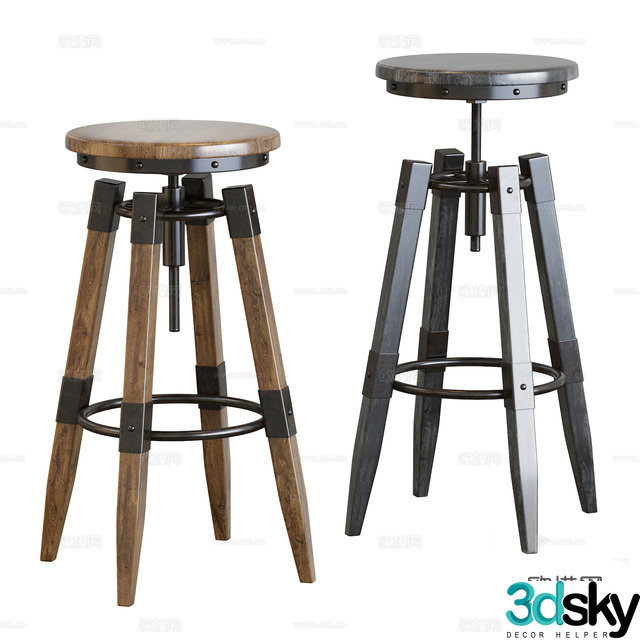 3D model of high-legged bar chair