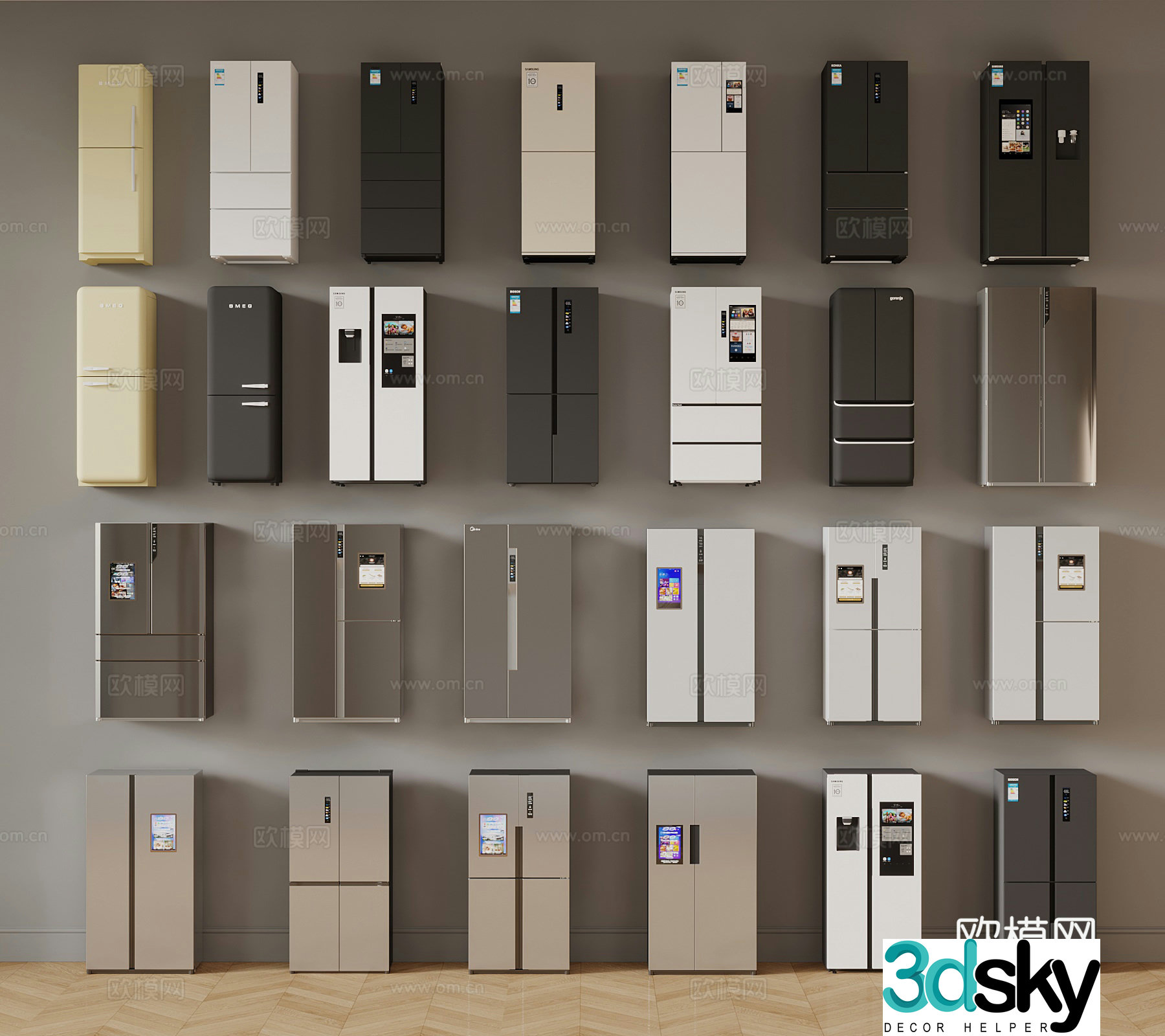 Modern electrical appliances refrigerator 3d model