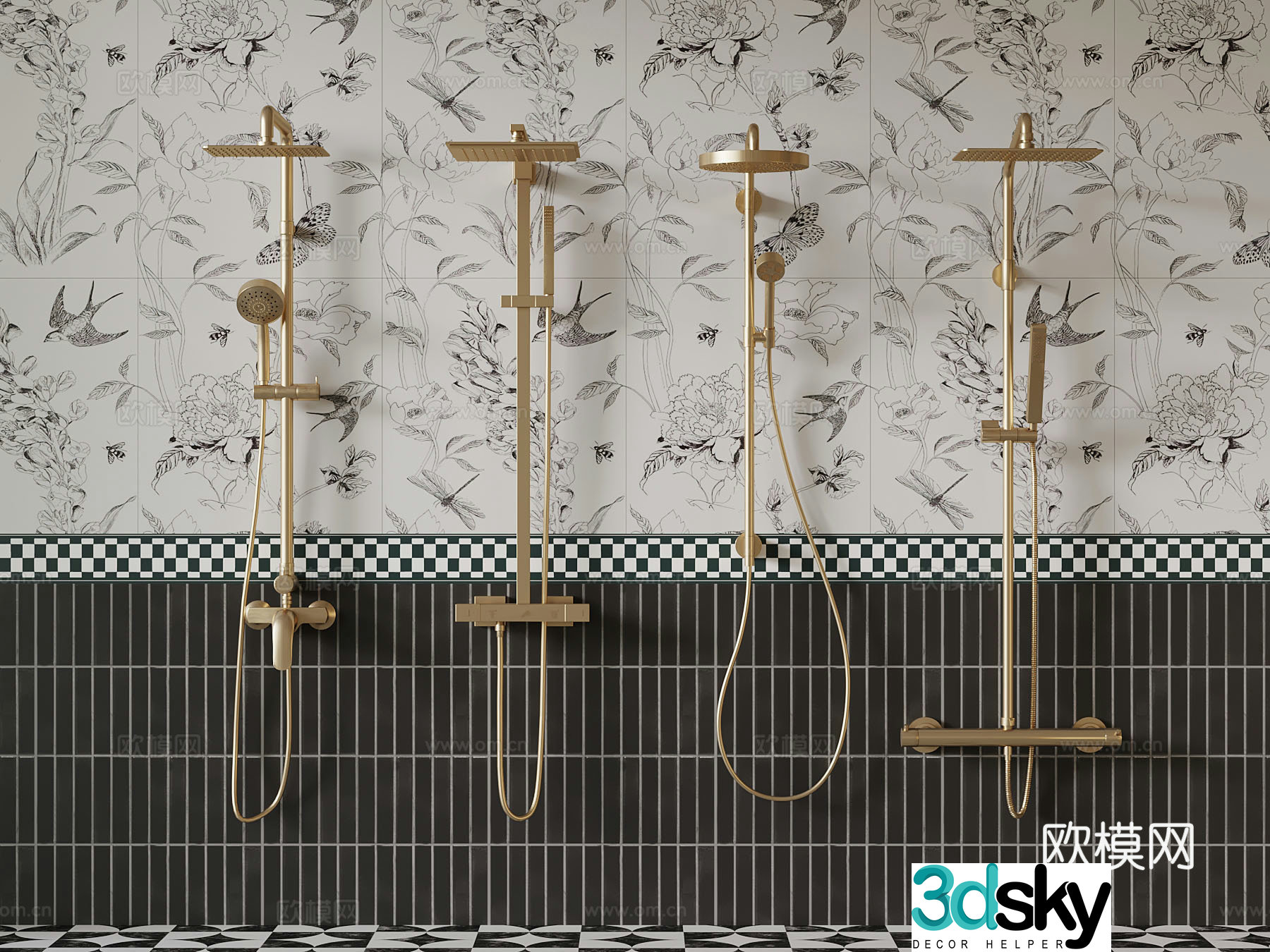 Modern shower combination shower 3d model