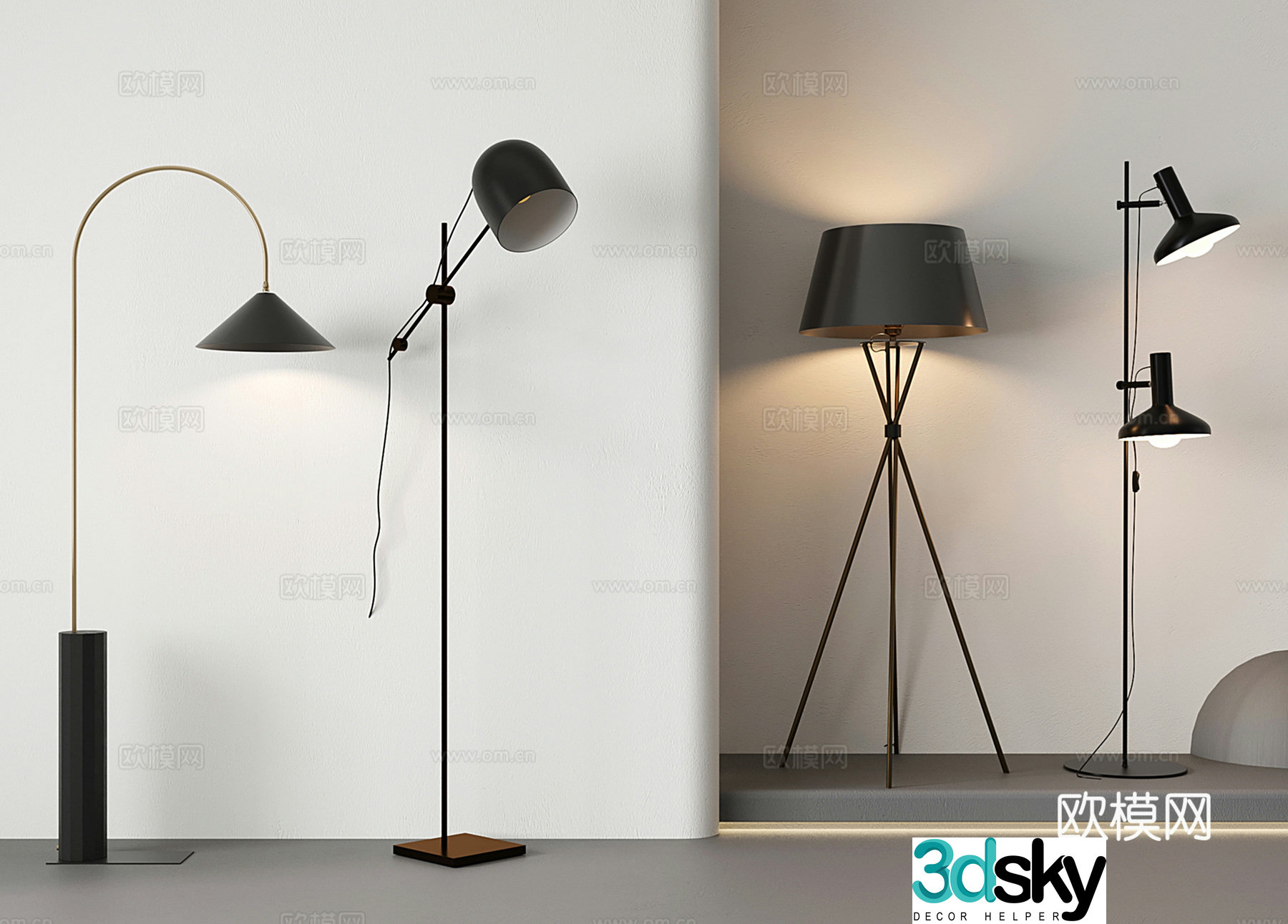 Modern floor lamp Adjustable long rod rocker vertical lamp Fishing lamp Double-head floor lamp 3D model