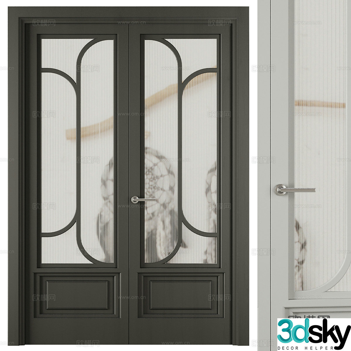 Middle-aged double door 3D model