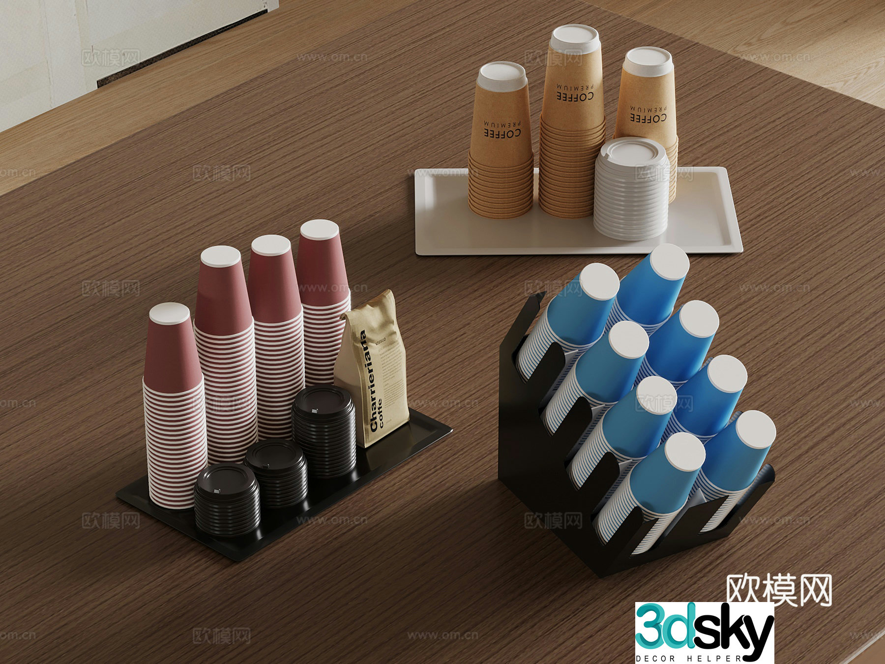 Modern paper cup Modern disposable paper cup Paper cup holder 3d model