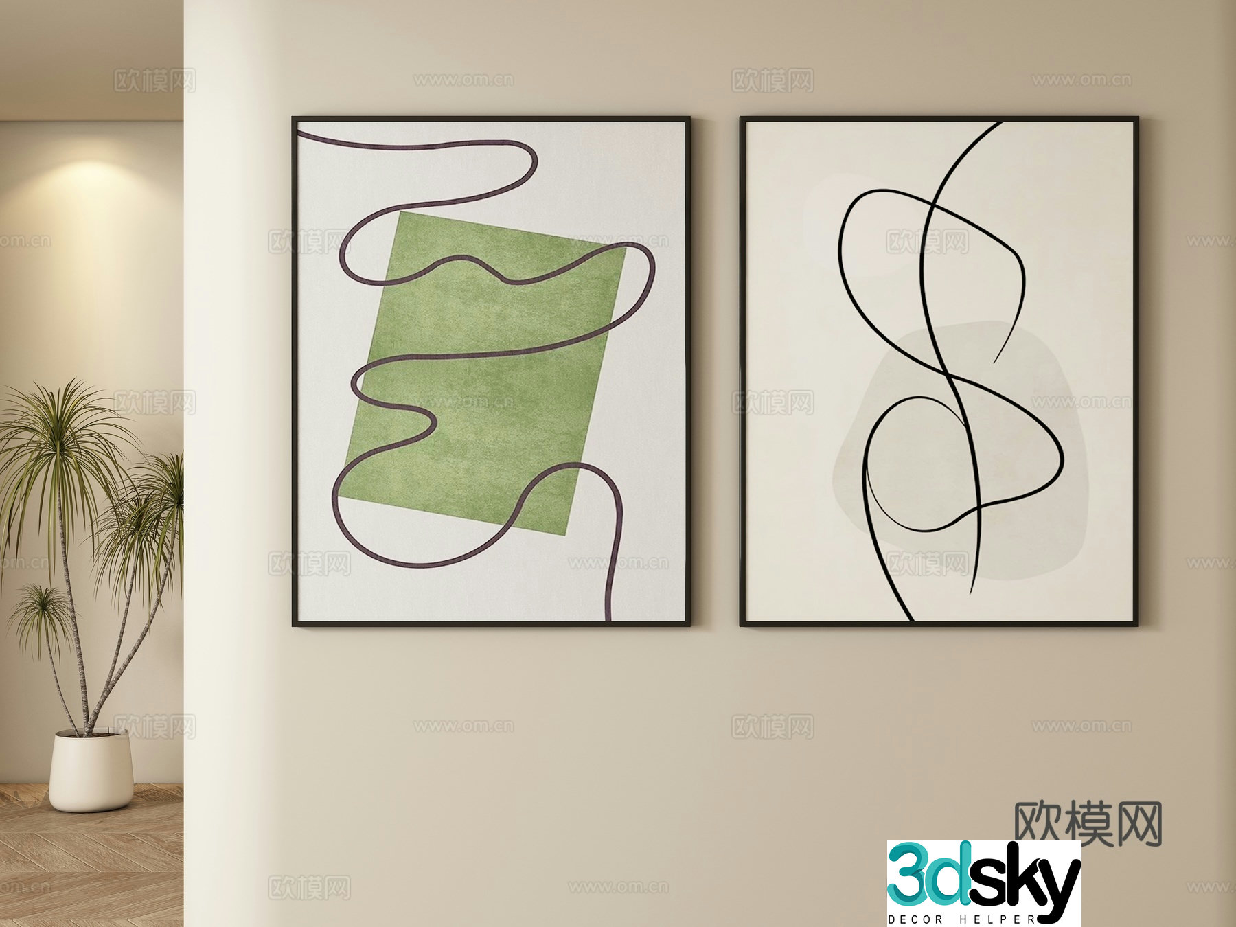 Modern abstract painting Decorative painting Hanging painting 3d model