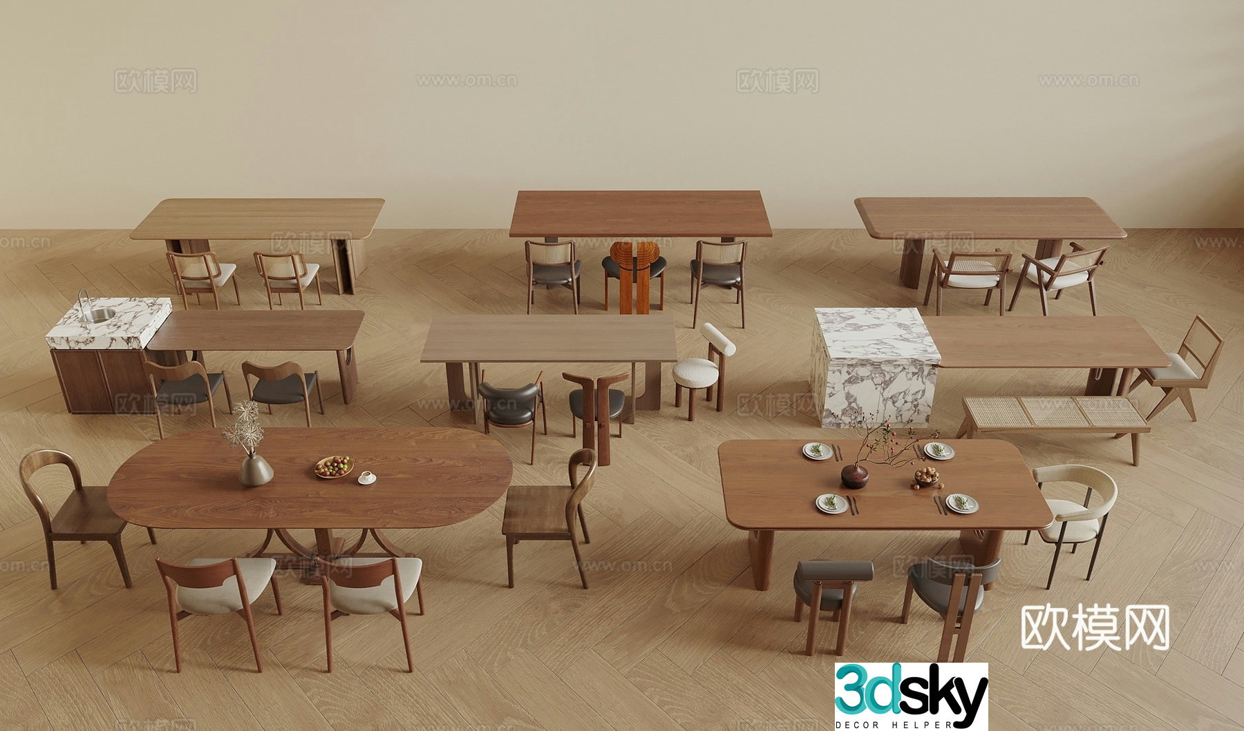 Wasabi Medium-old Dining Table and Chair Wasabi Phoenix Dining Table and Chair Medium-style Dining Table and Chair Island Dining Table and Chair 3D Model