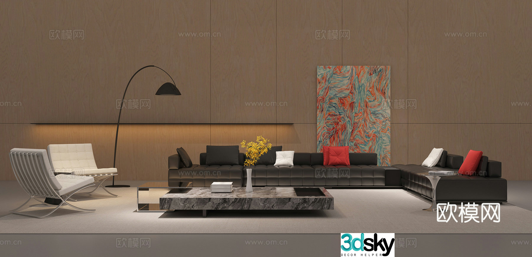 Modern multiplayer sofa 3d model