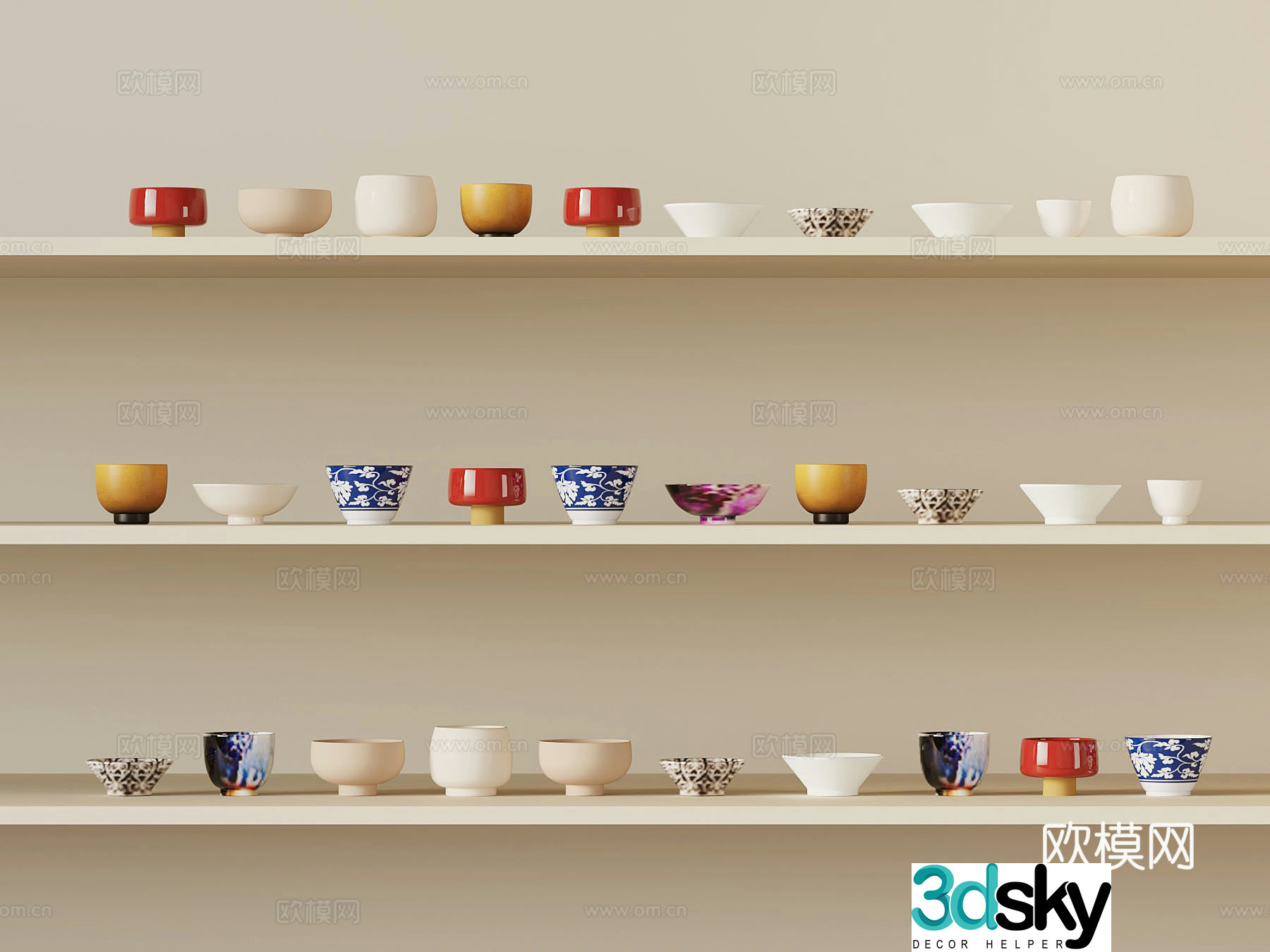 New Chinese style tea set tea cup 3d model