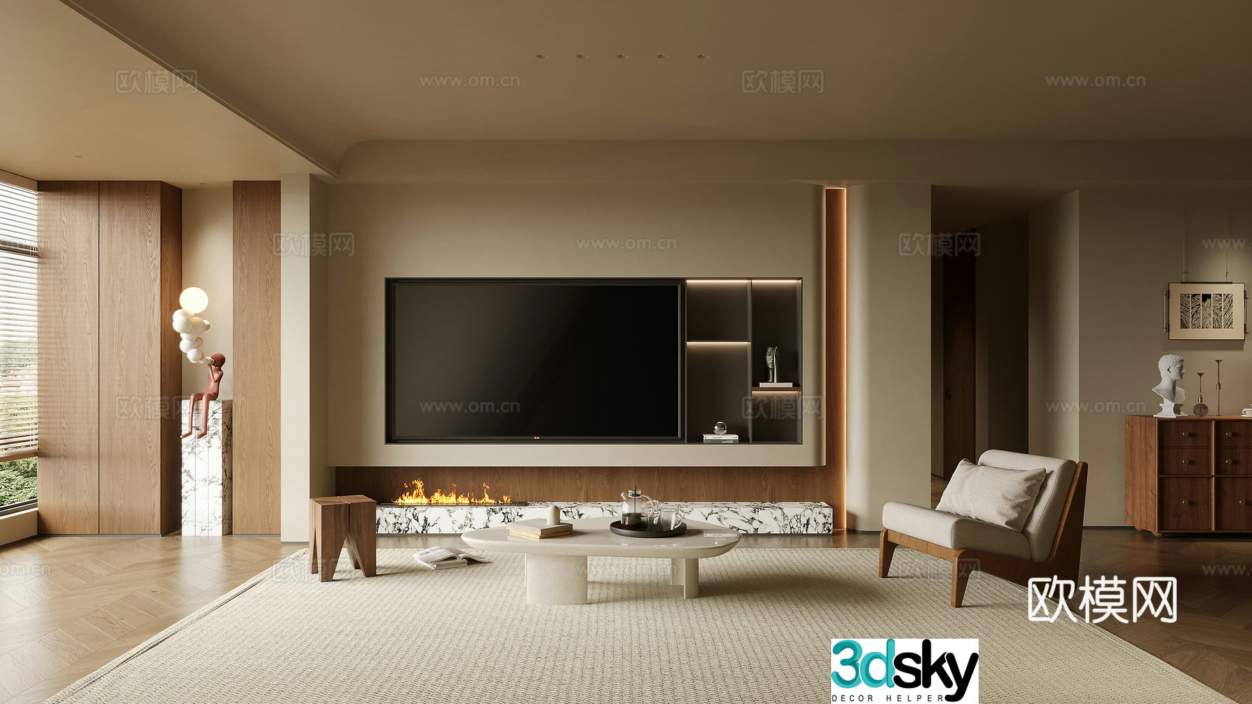 Middle-aged living room 3d model