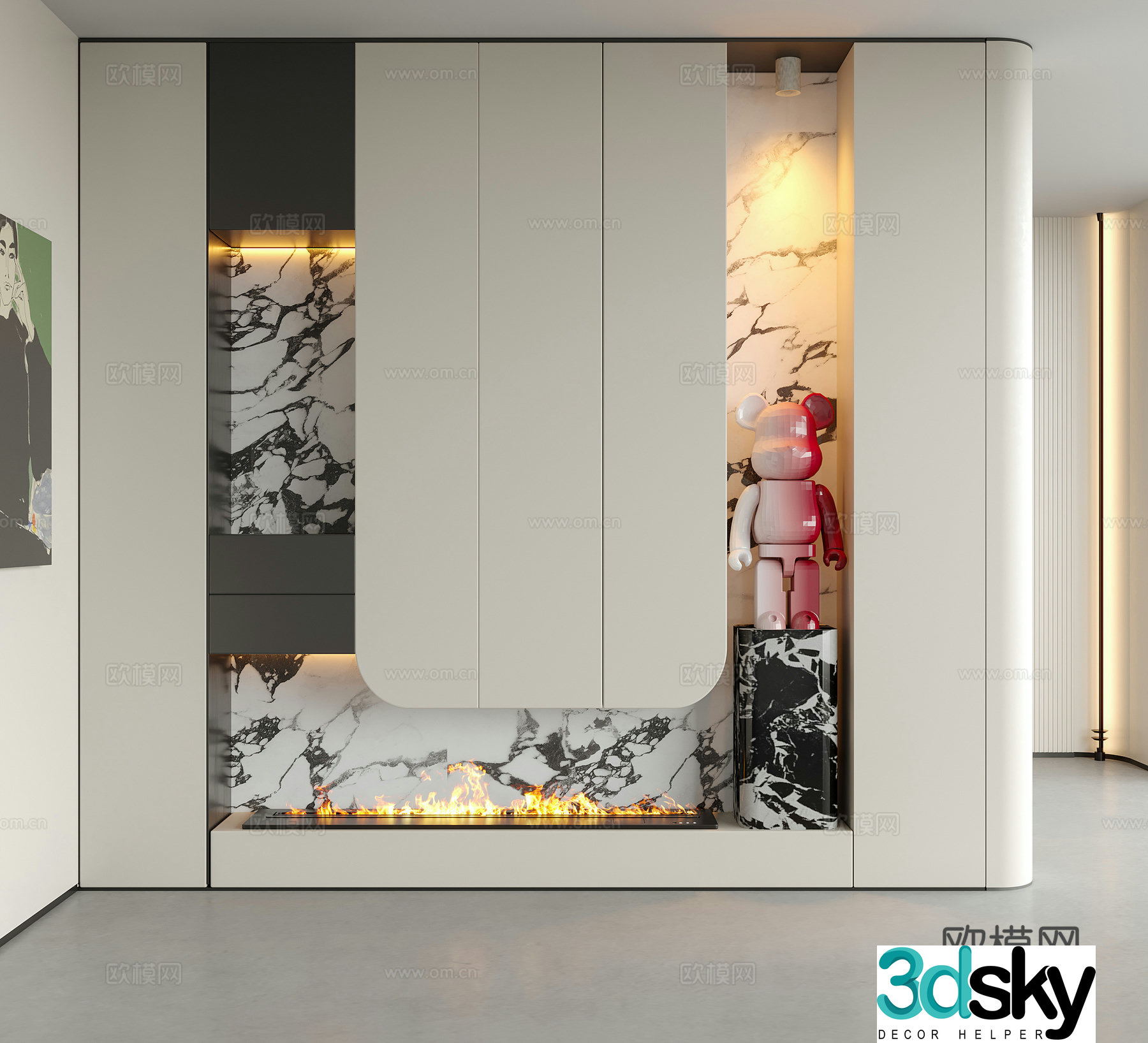 Modern decorative entrance door entrance sculpture ornaments 3D model
