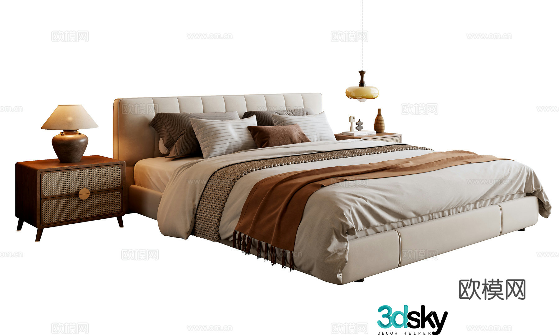 Middle-aged double bed 3D model