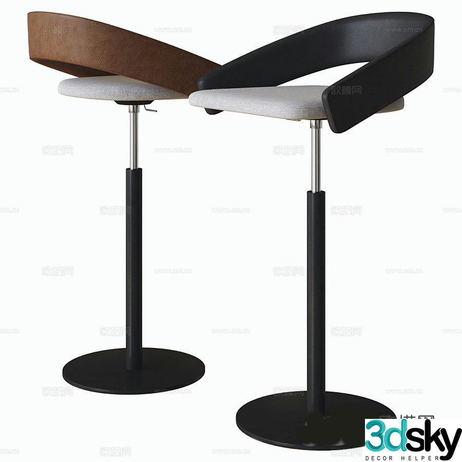 3D model of high-legged bar chair