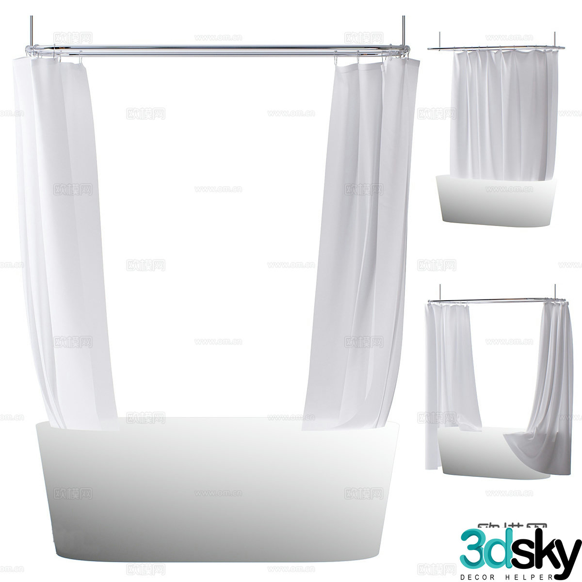 Bathtub Shower Curtain 3D Model