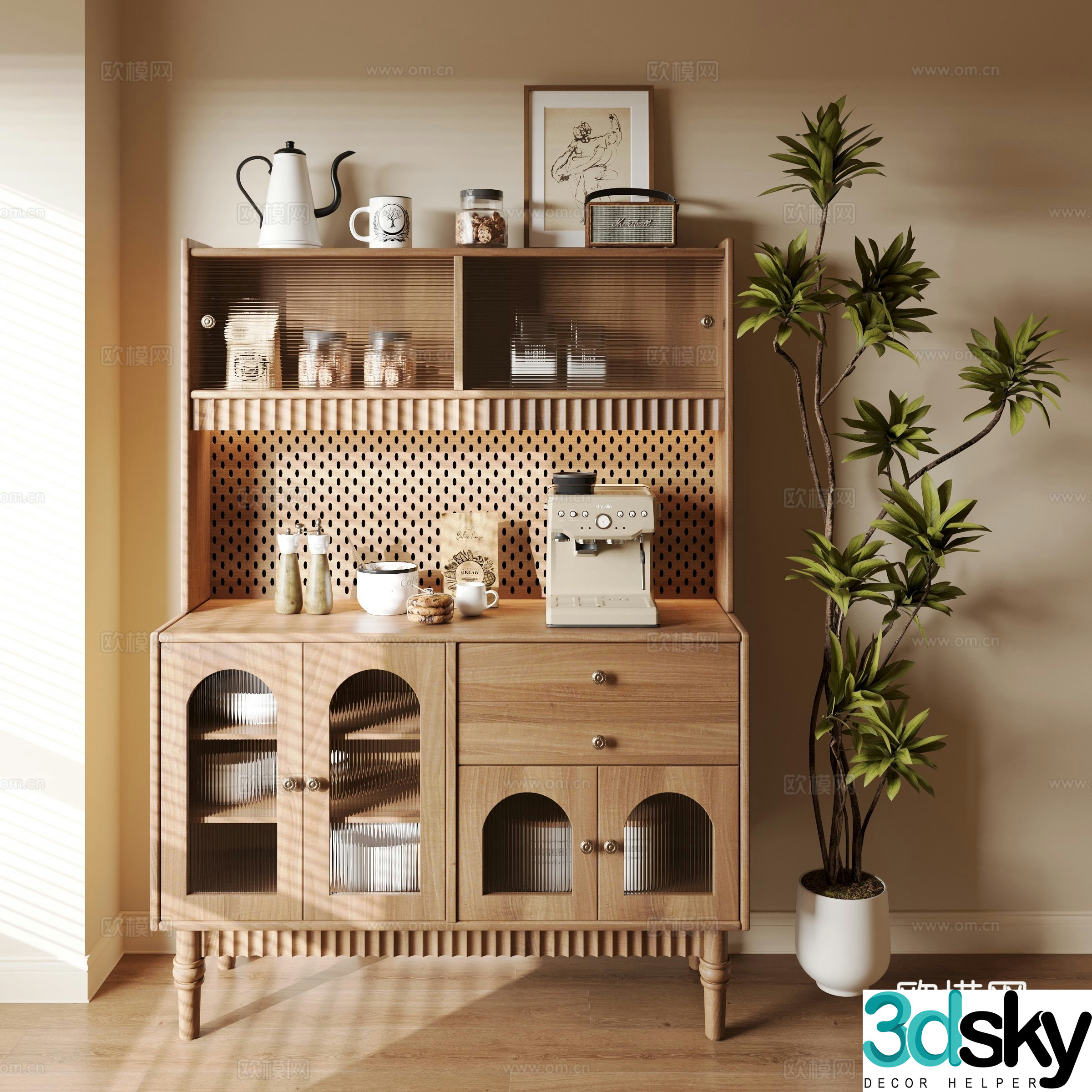 Modern medieval sideboard 3D model