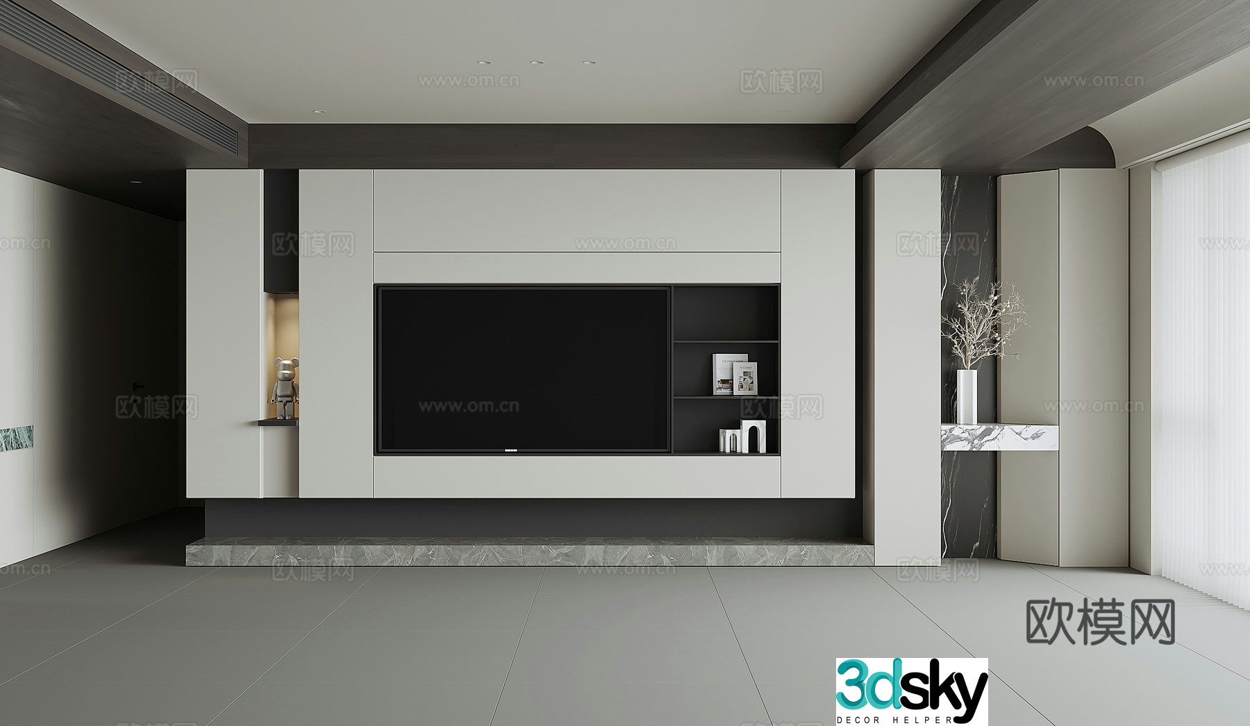 Modern TV background wall 3d model