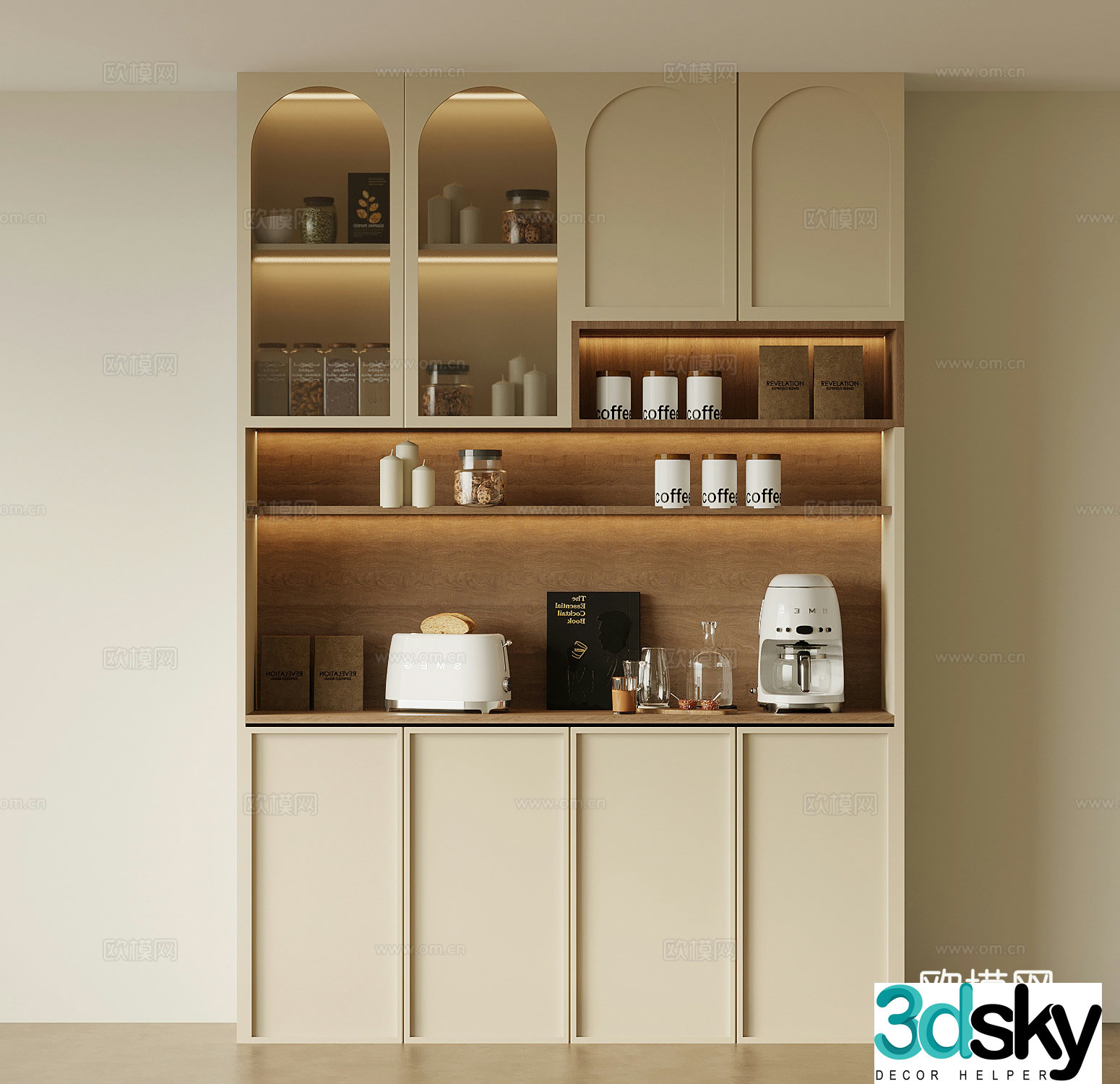 Middle-aged wine cabinet sideboard 3D model