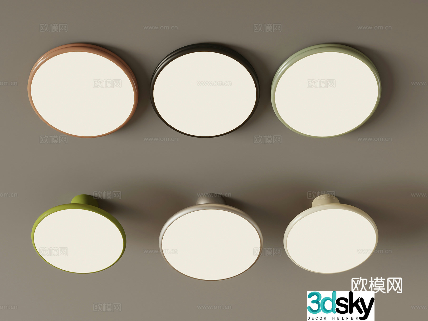 Modern Cream Ceiling Light_Bauhaus Ceiling Light_Dopamine Ceiling Light_Flat Ceiling Light_Round 3D Model
