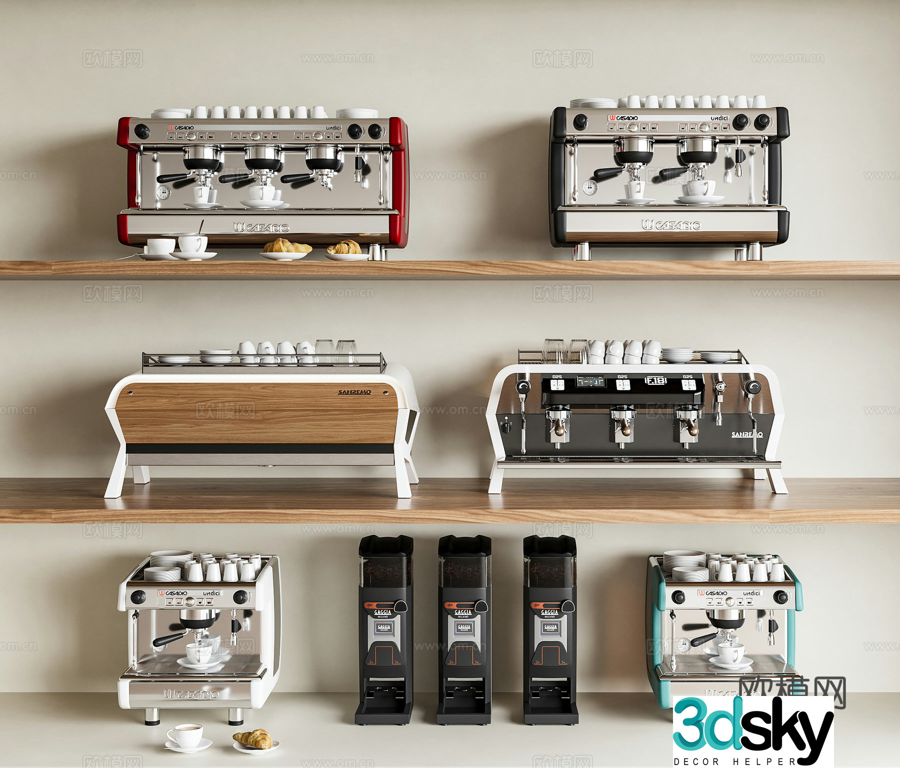 Coffee machine Commercial coffee machine Household coffee machine Coffee cup Coffee supplies Coffee beans Broken 3D model