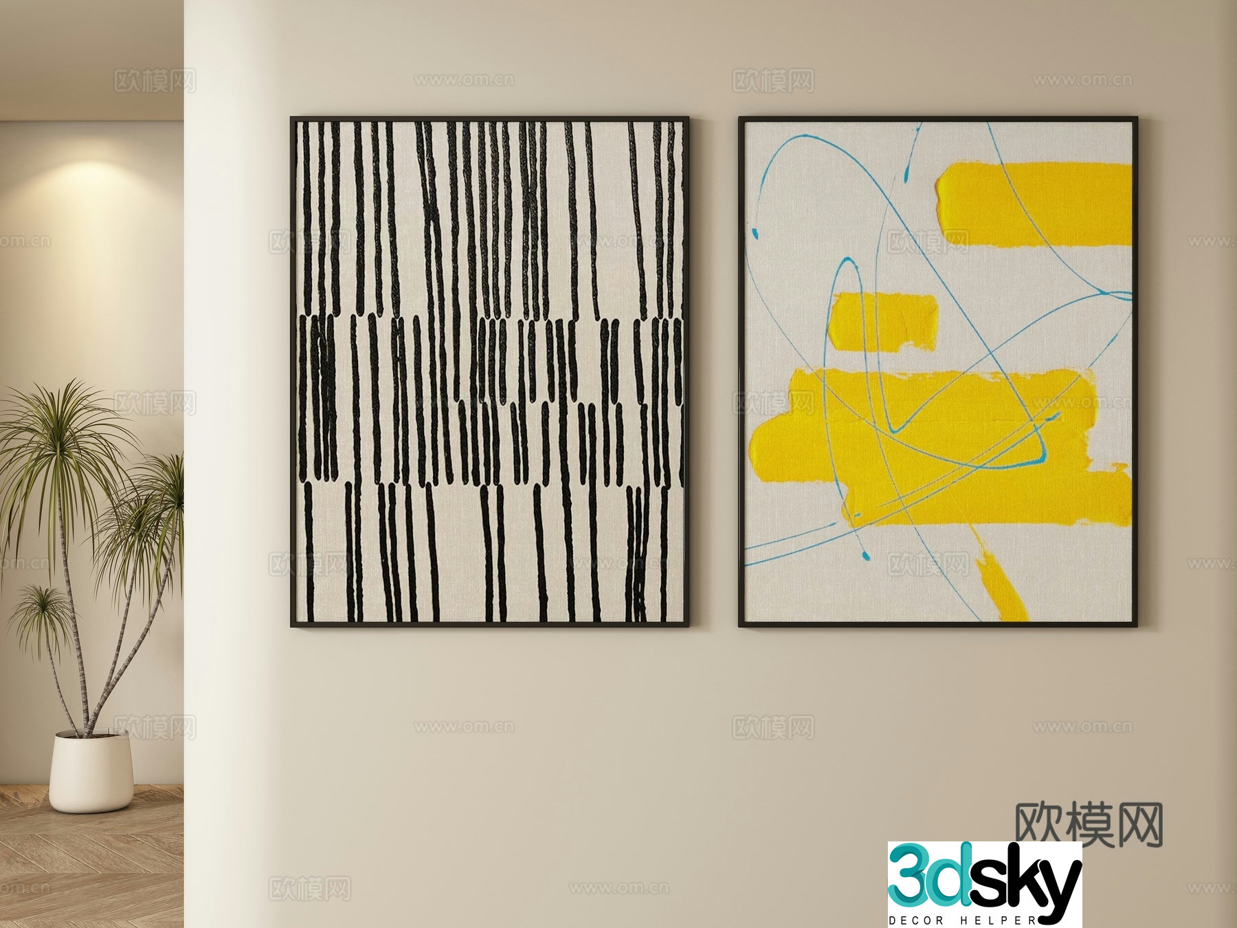 Modern abstract decorative painting hanging painting 3d model