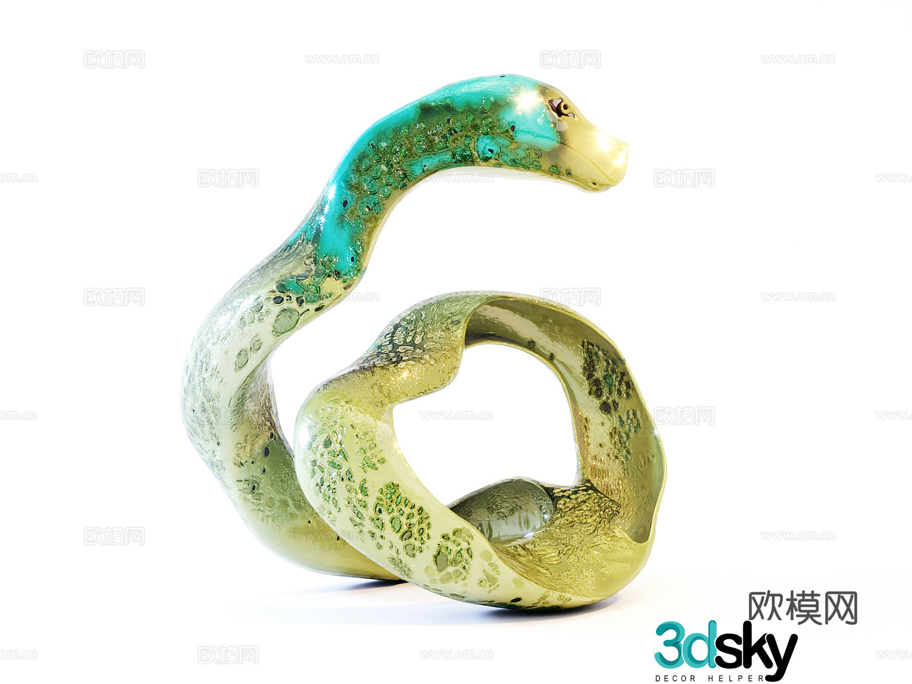 Sculpture ornaments Jade carving snake 3d model