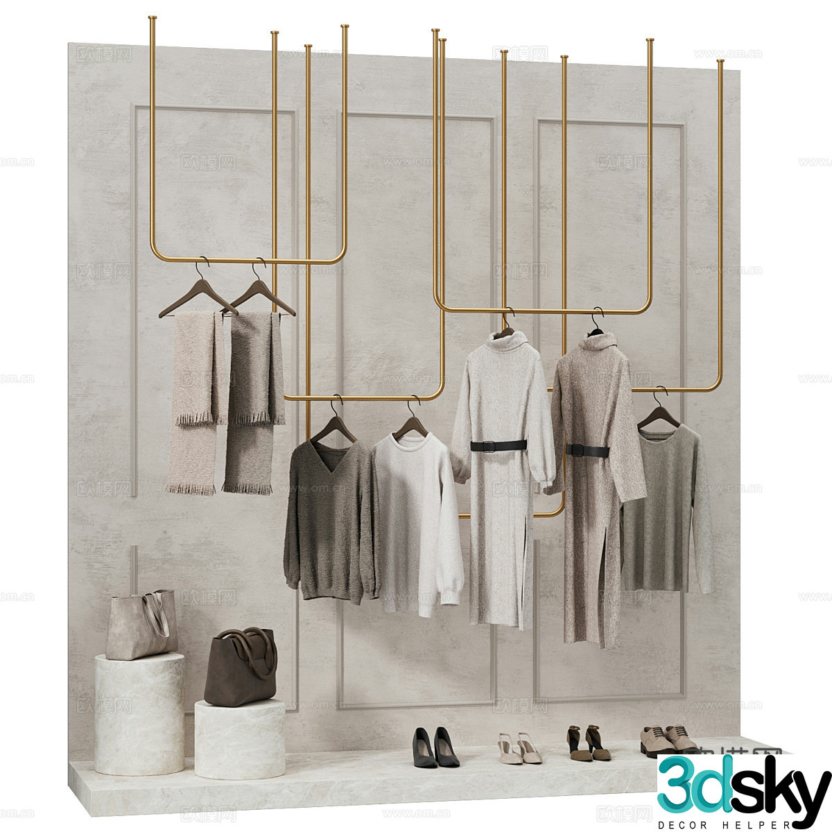 Modern clothing store clothing exhibition stand 3D model