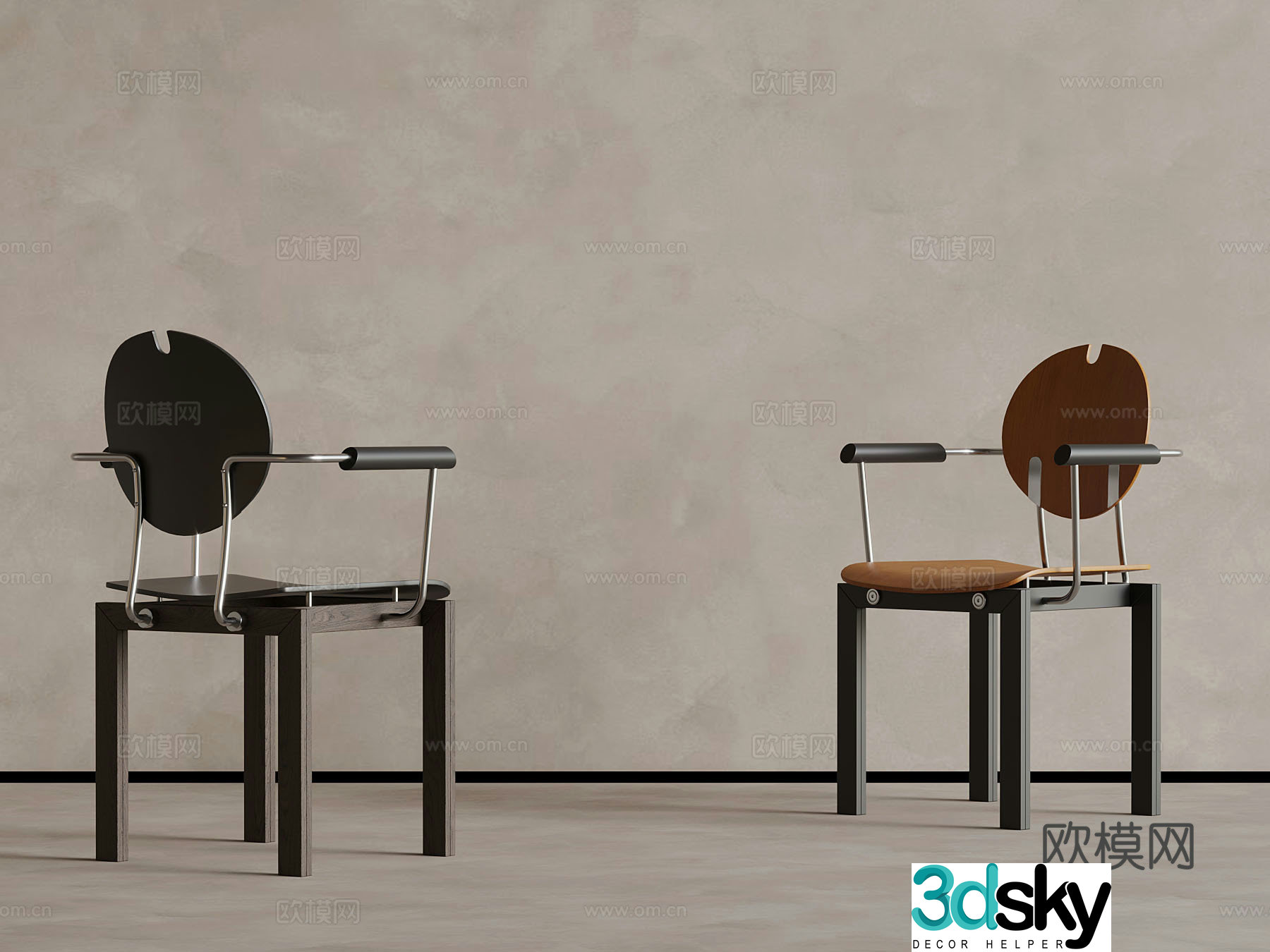 Medium style leisure chair single chair with armrests 3D model
