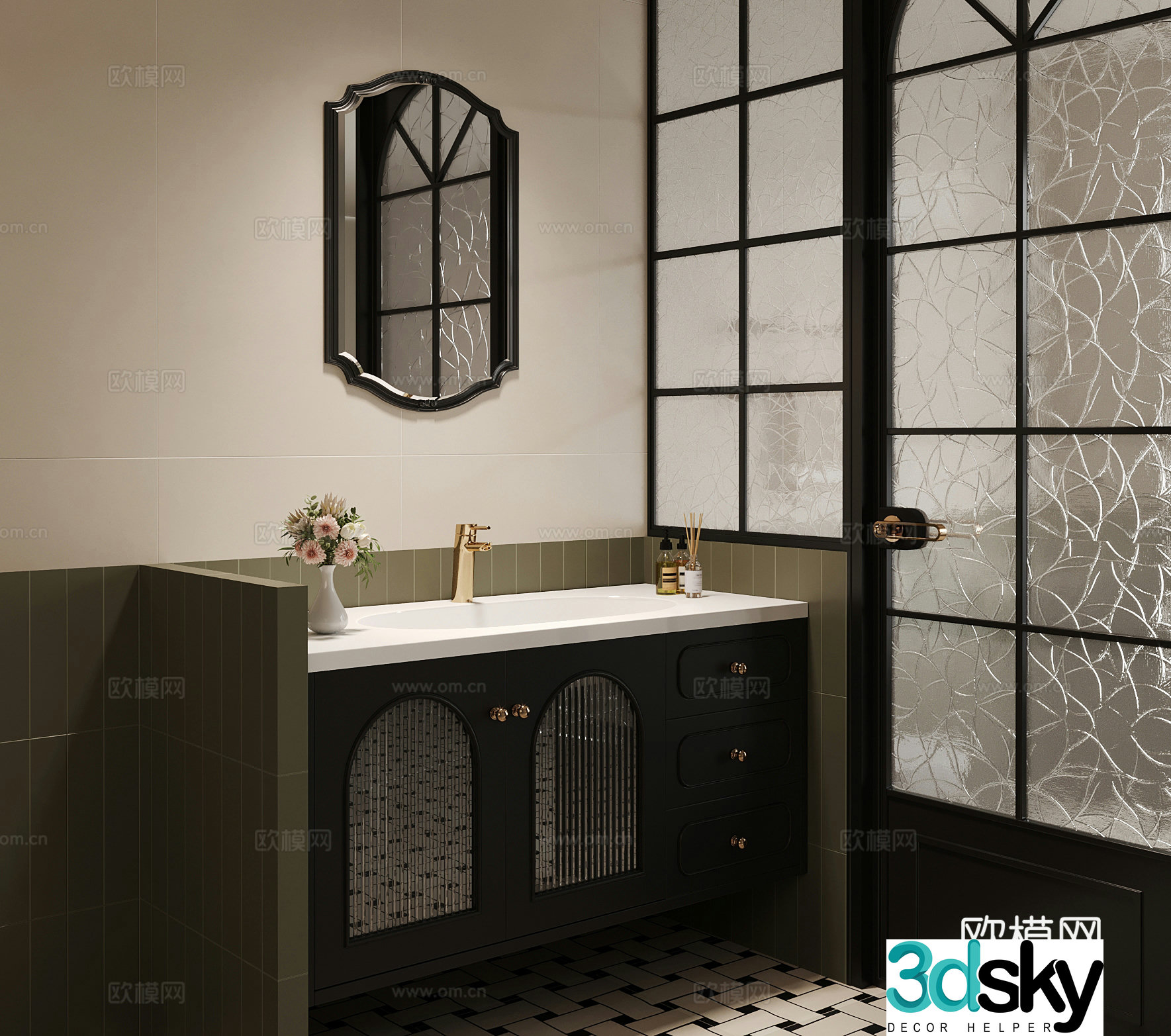 French bathroom cabinet 3d model