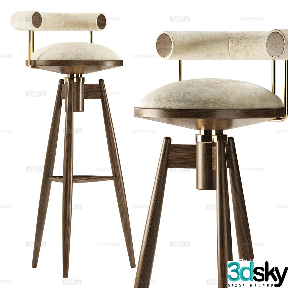 3D model of high-legged bar chair
