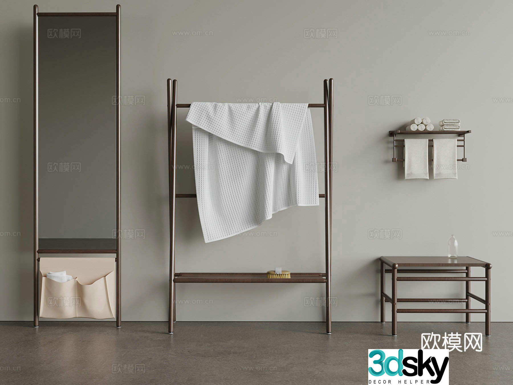 Modern medieval clothes hanger mirror 3d model