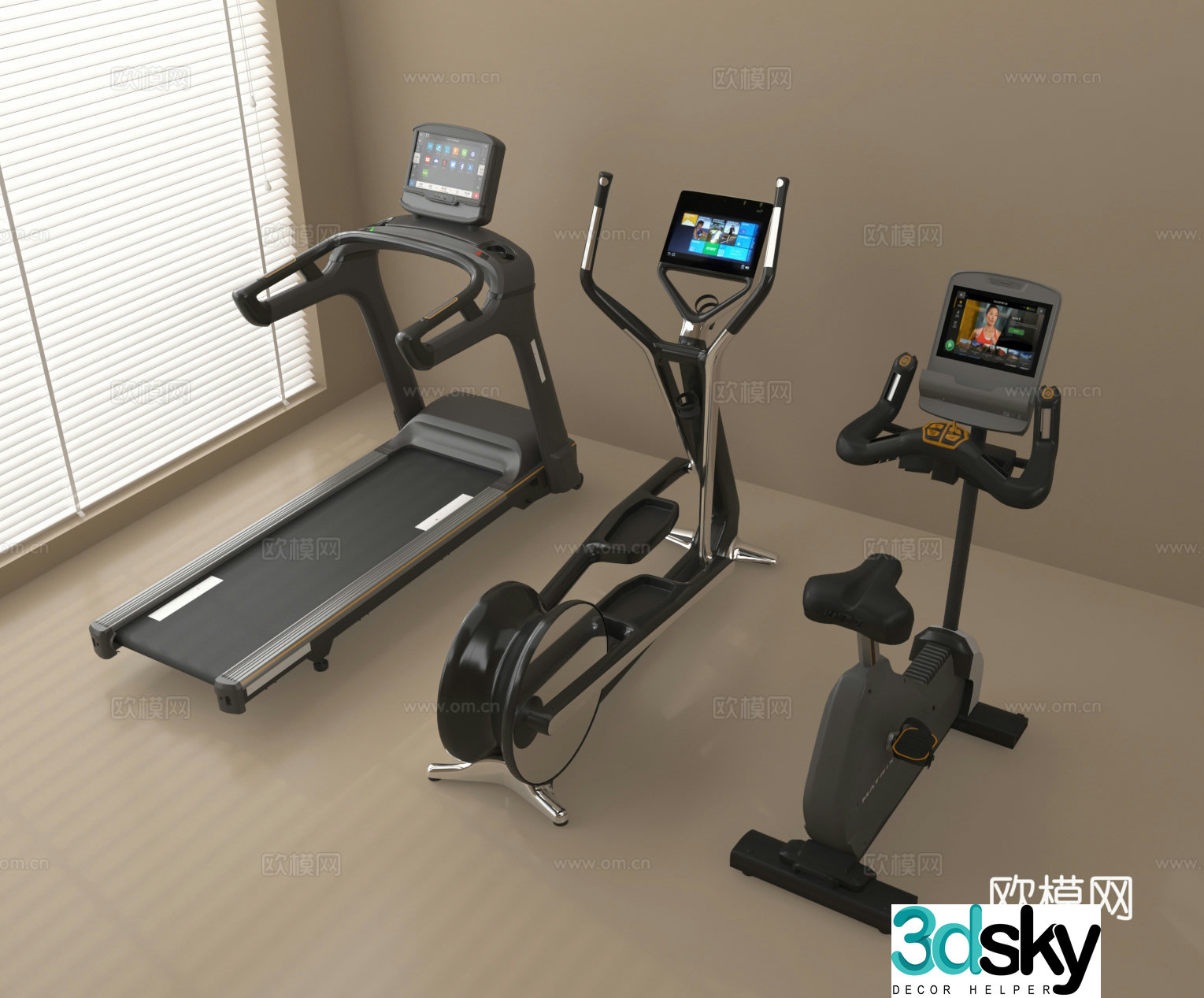 Fitness equipment Fitness bicycle Fitness equipment Treadmill 3d model