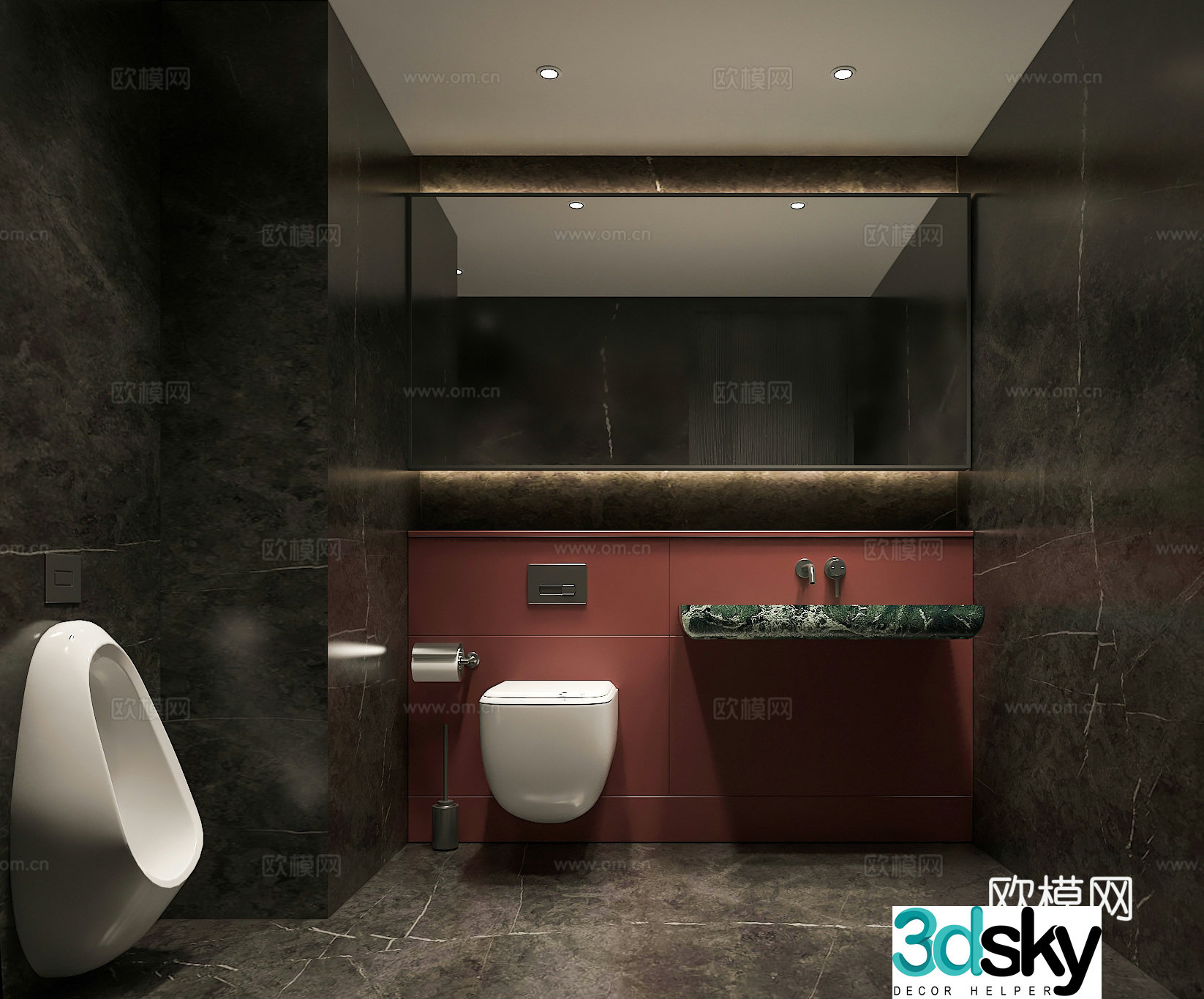 Modern hotel public bathroom 3D model