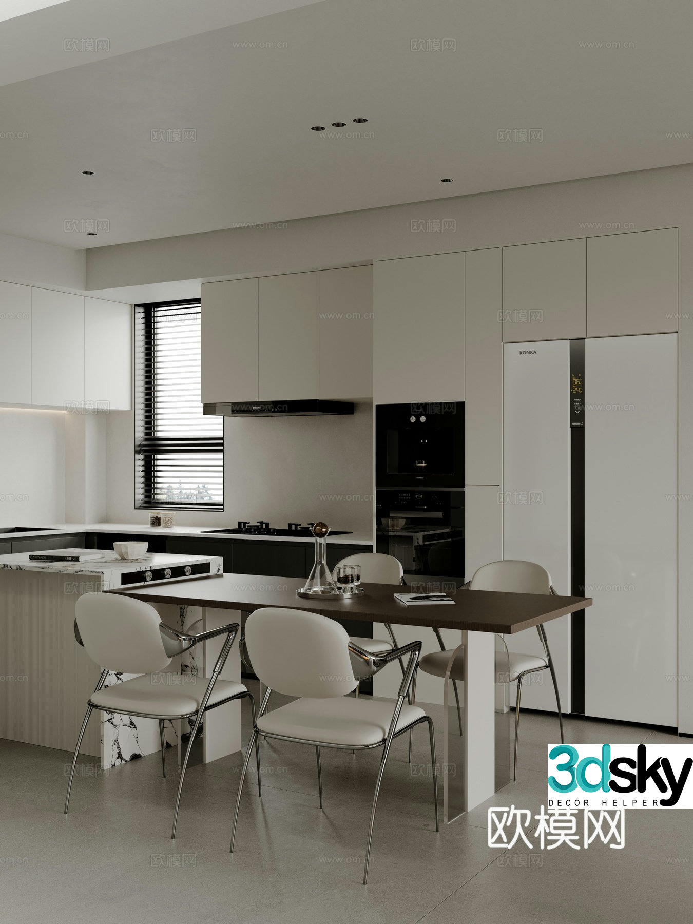 Modern minimalist restaurant 3d model