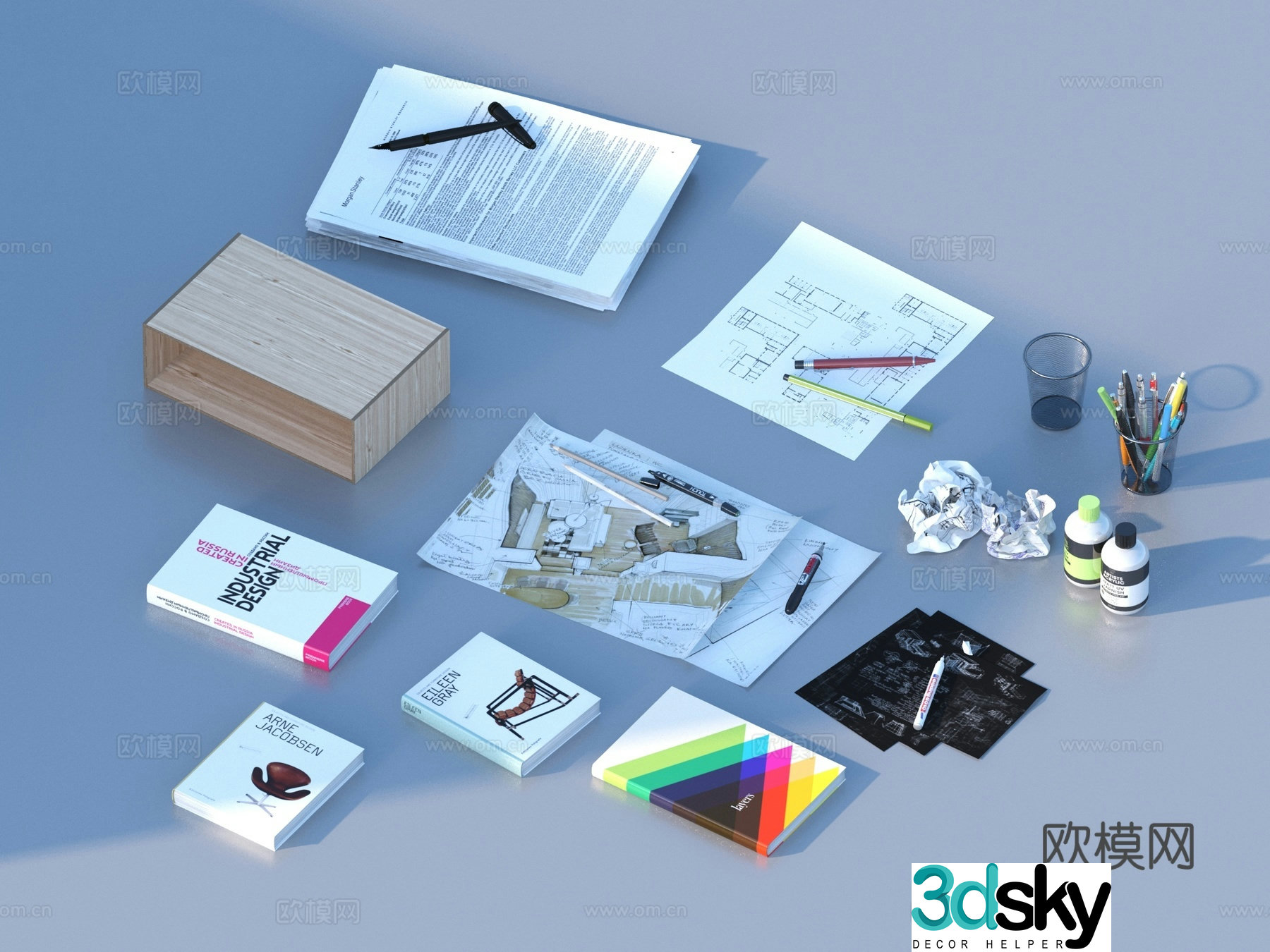 Pen Marker Pen Ballpoint Pen Stationery School Supplies 3D Model