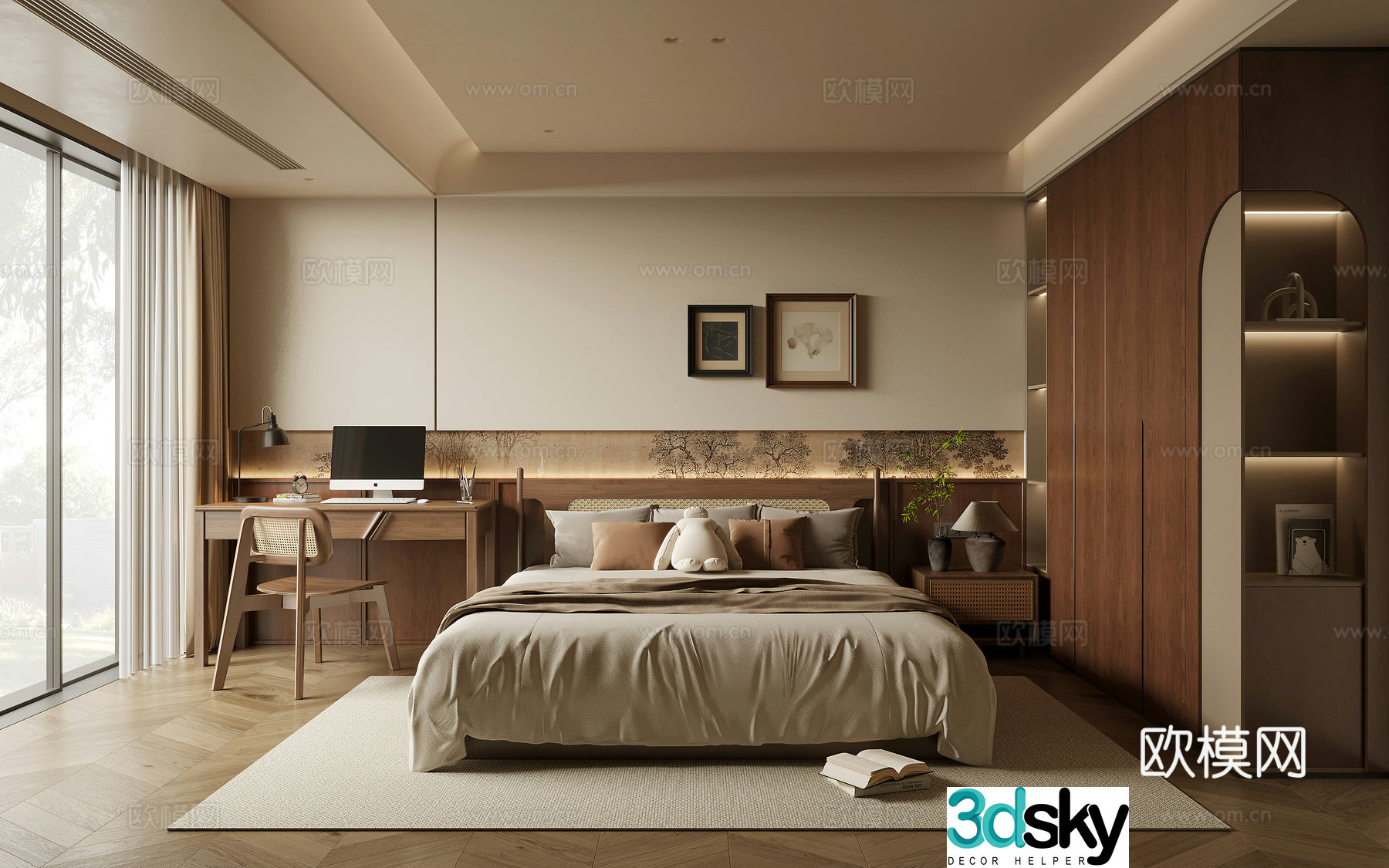 Middle-aged bedroom 3d model
