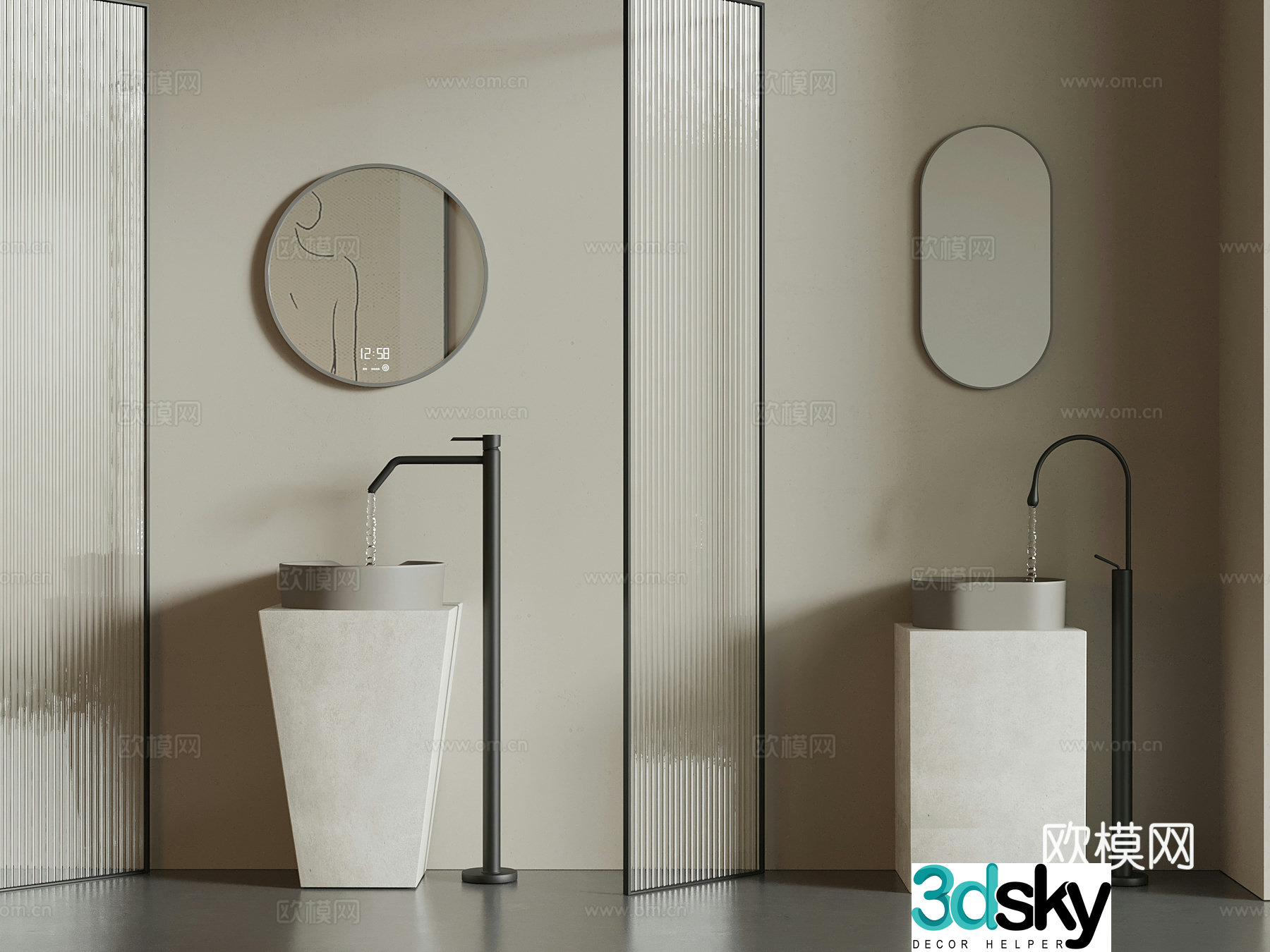Modern column basin mirror 3d model