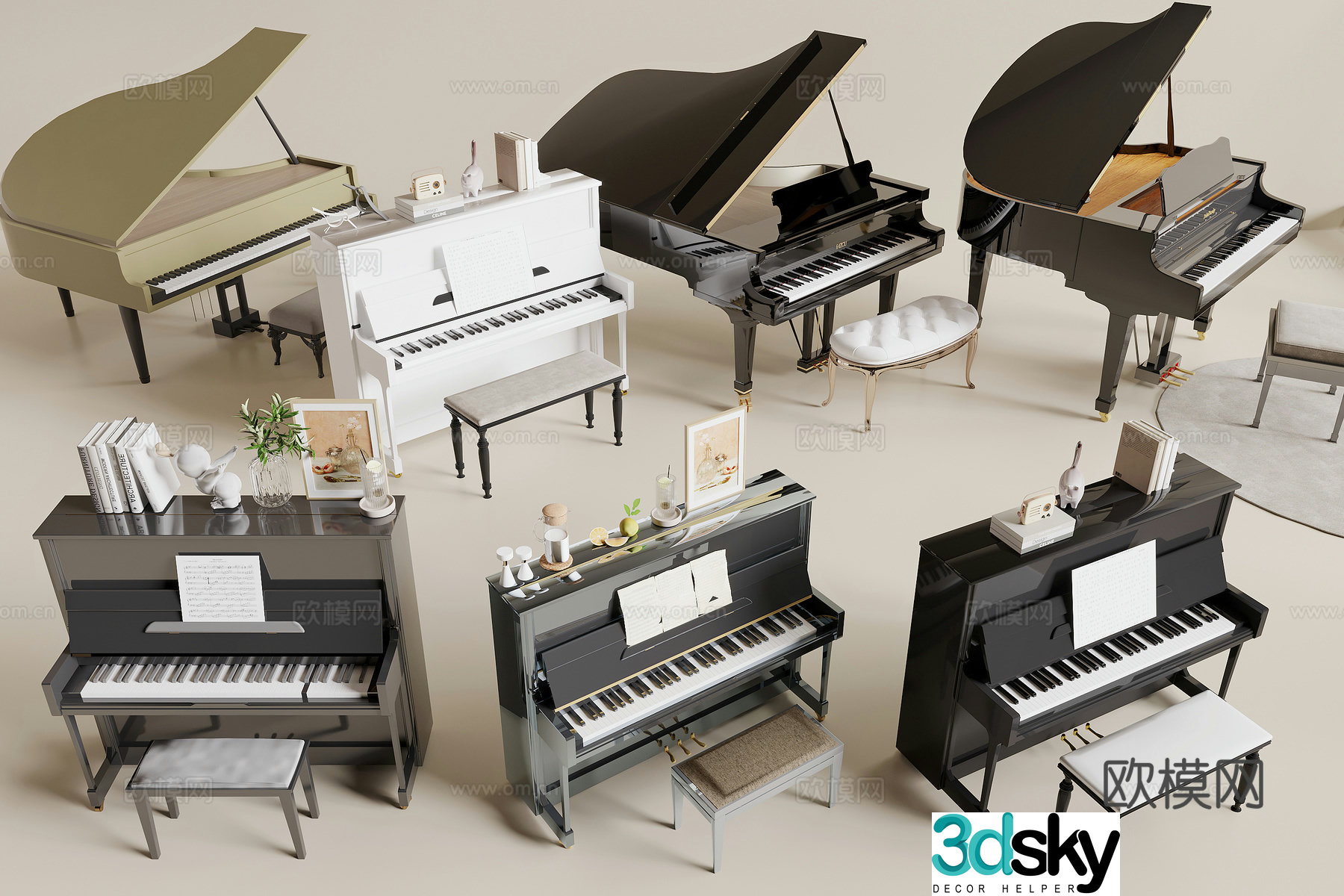 Modern piano 3d model