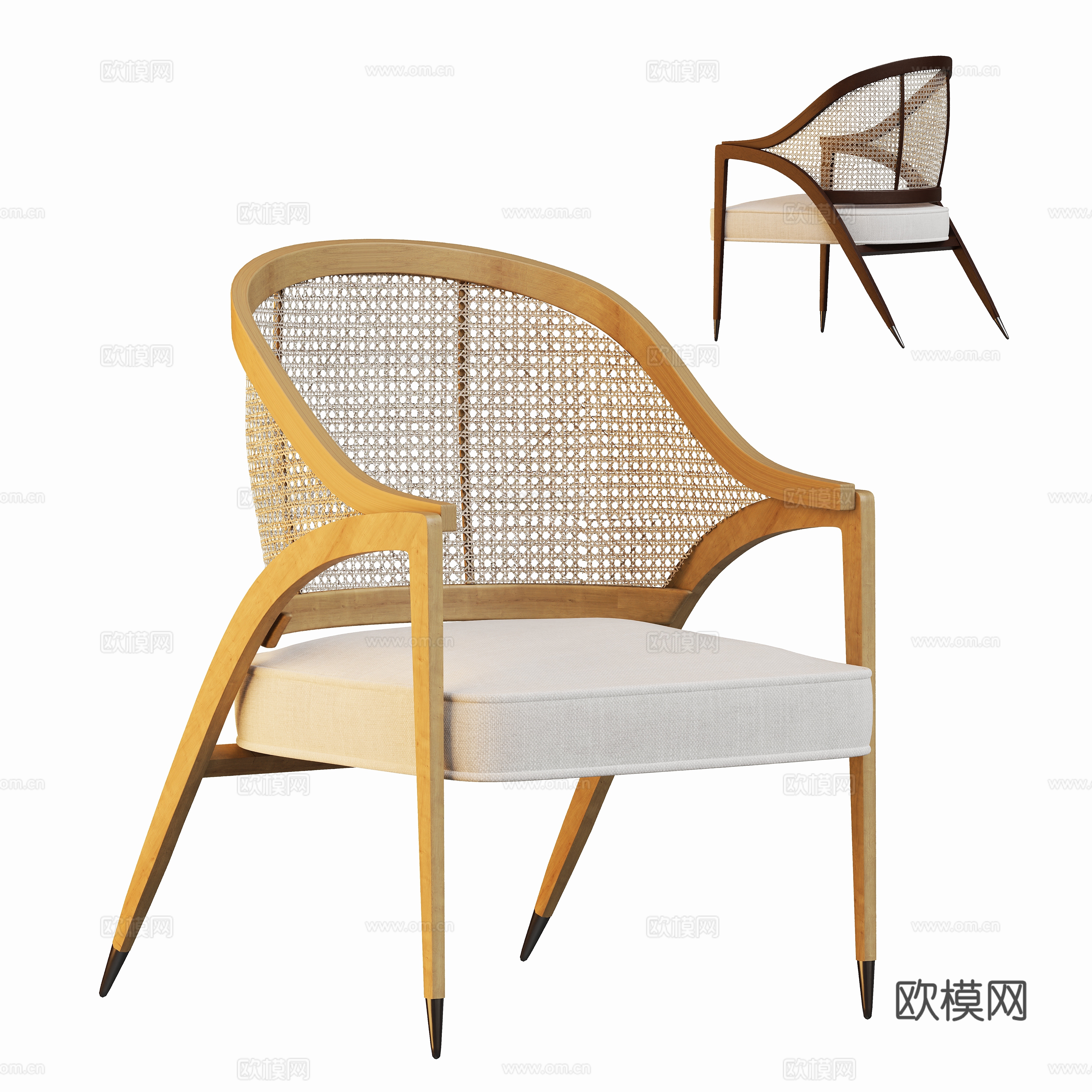 Modern casual rattan chair single sofa 3d model